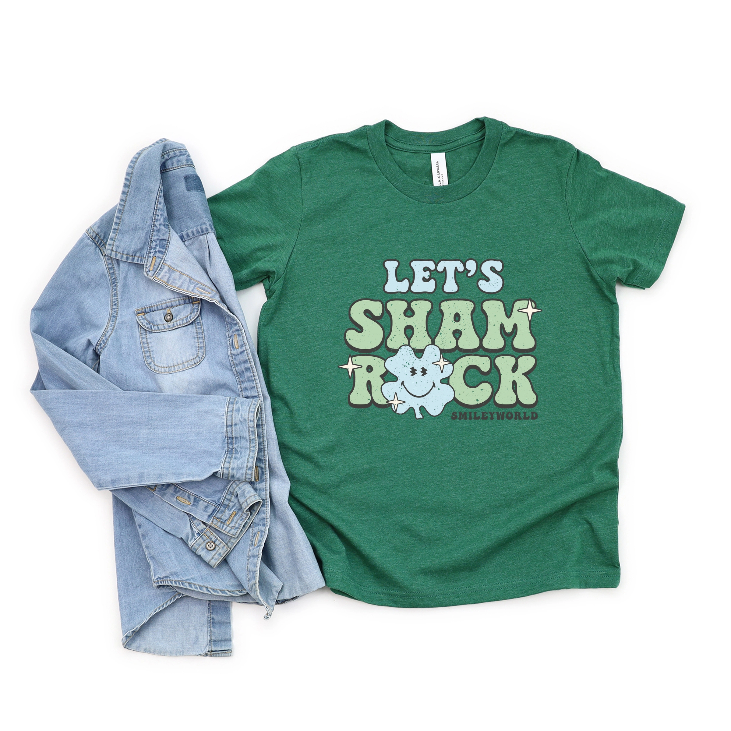 The Juniper Shop - Youth Short Sleeve Graphic T-Shirt SmileyWorld Let's Shamrock