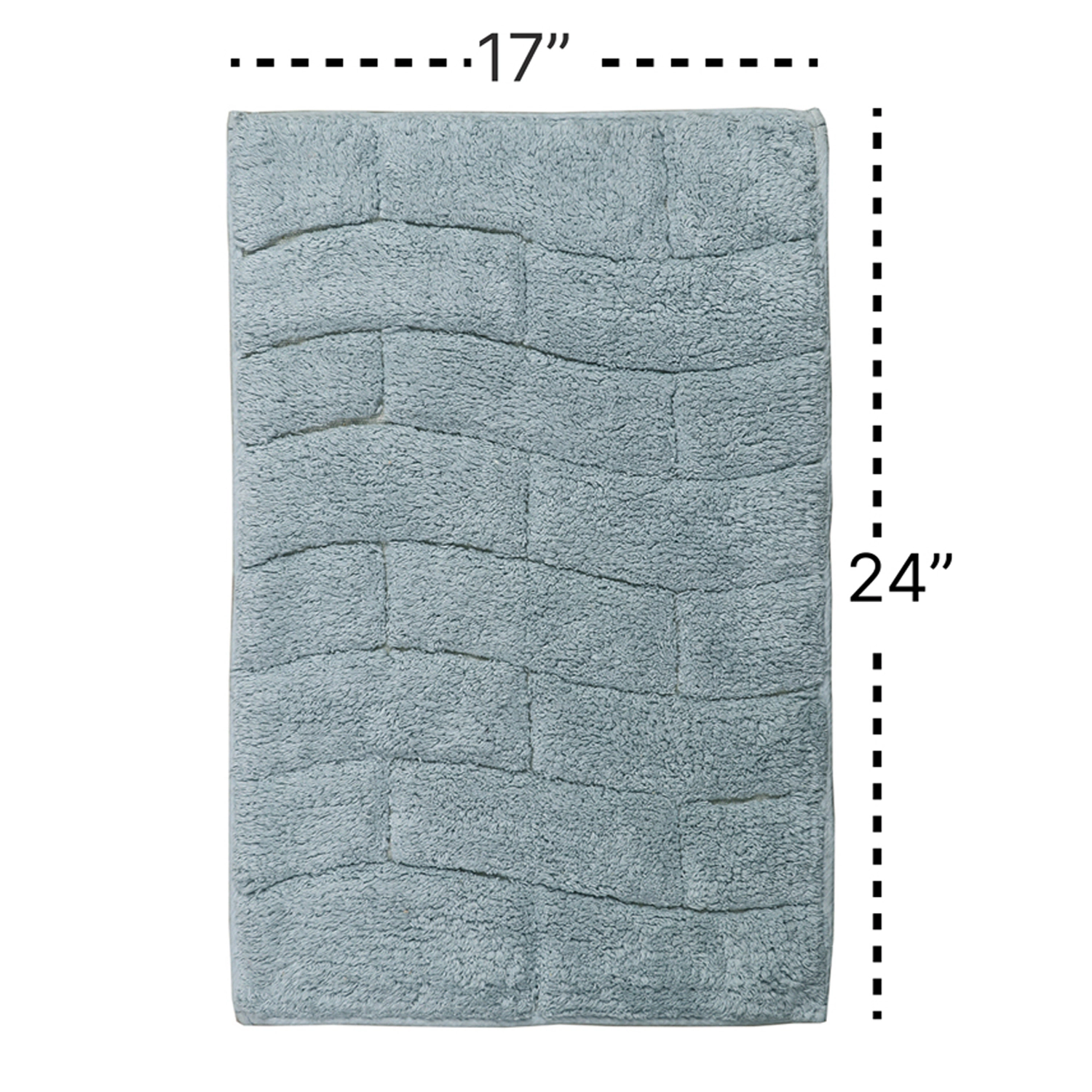 Knightsbridge Stylish And Comfortable All Season Traditional New Tile Design Cotton Bath Rug 17" X 24" Light Blue