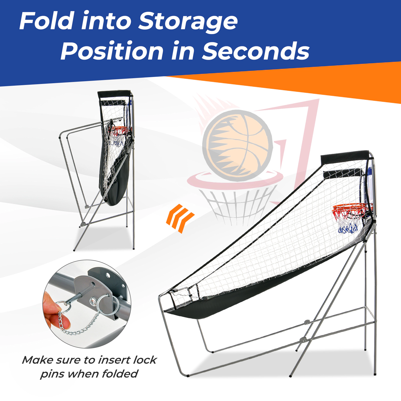 SUGIFT Blue Dual Shot Arcade Basketball Game with 8 Play Modes and 4 Balls 81-in W 43-in D 81-in H 12-in Rims
