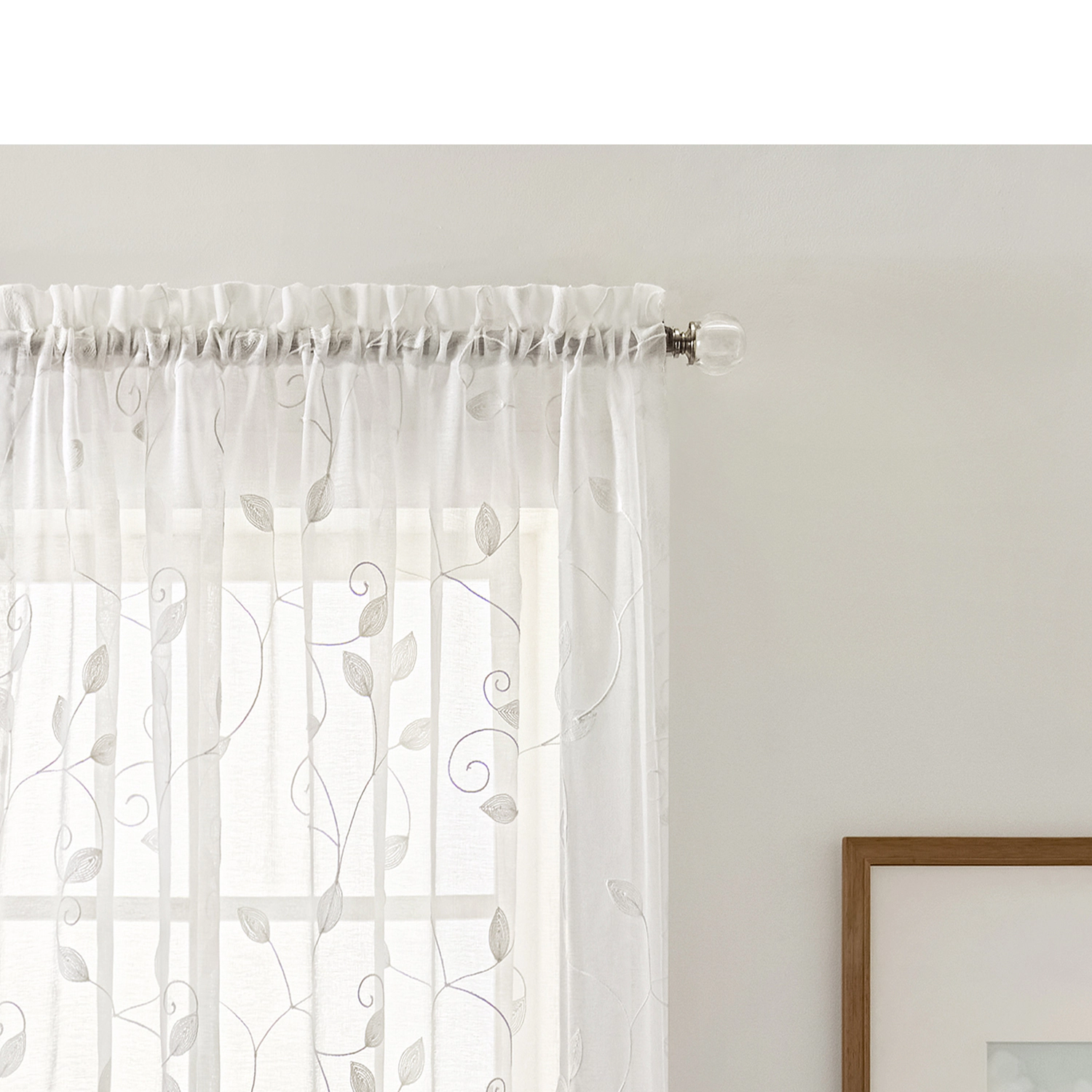 Ellis Curtain Chatham 100% Polyester Embroidered Sheer Rod Pocket Curtain Panel 52" x 84" White