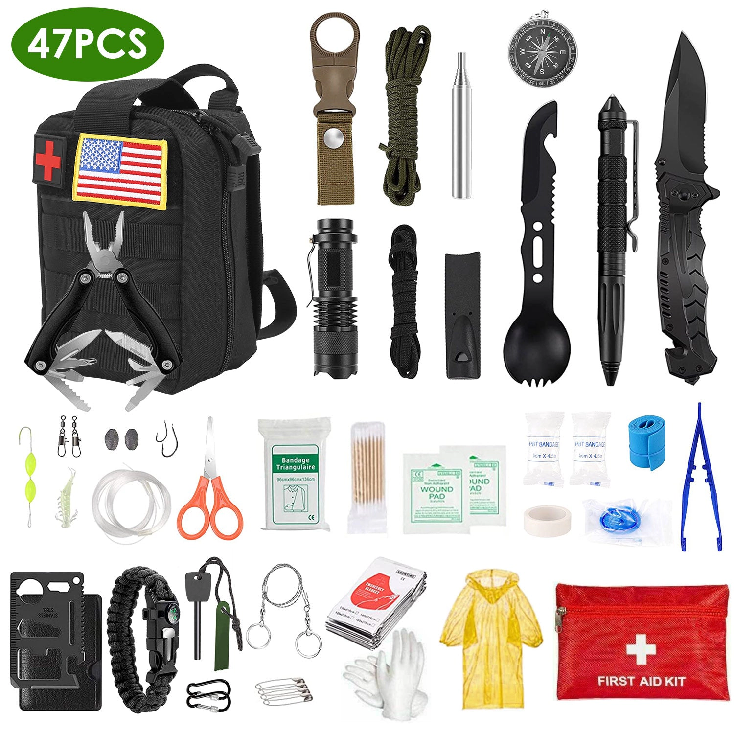 GBruno 47-Piece Emergency Survival Kit With Pouch