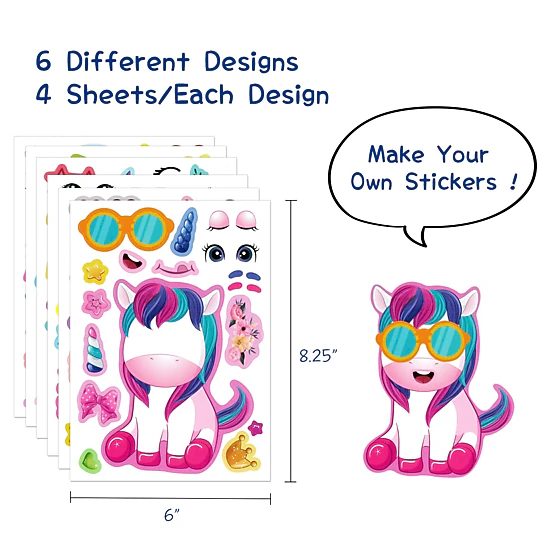 Wrapables Make Your Own Sticker Sheets, DIY Make a Face Animal, Food ...