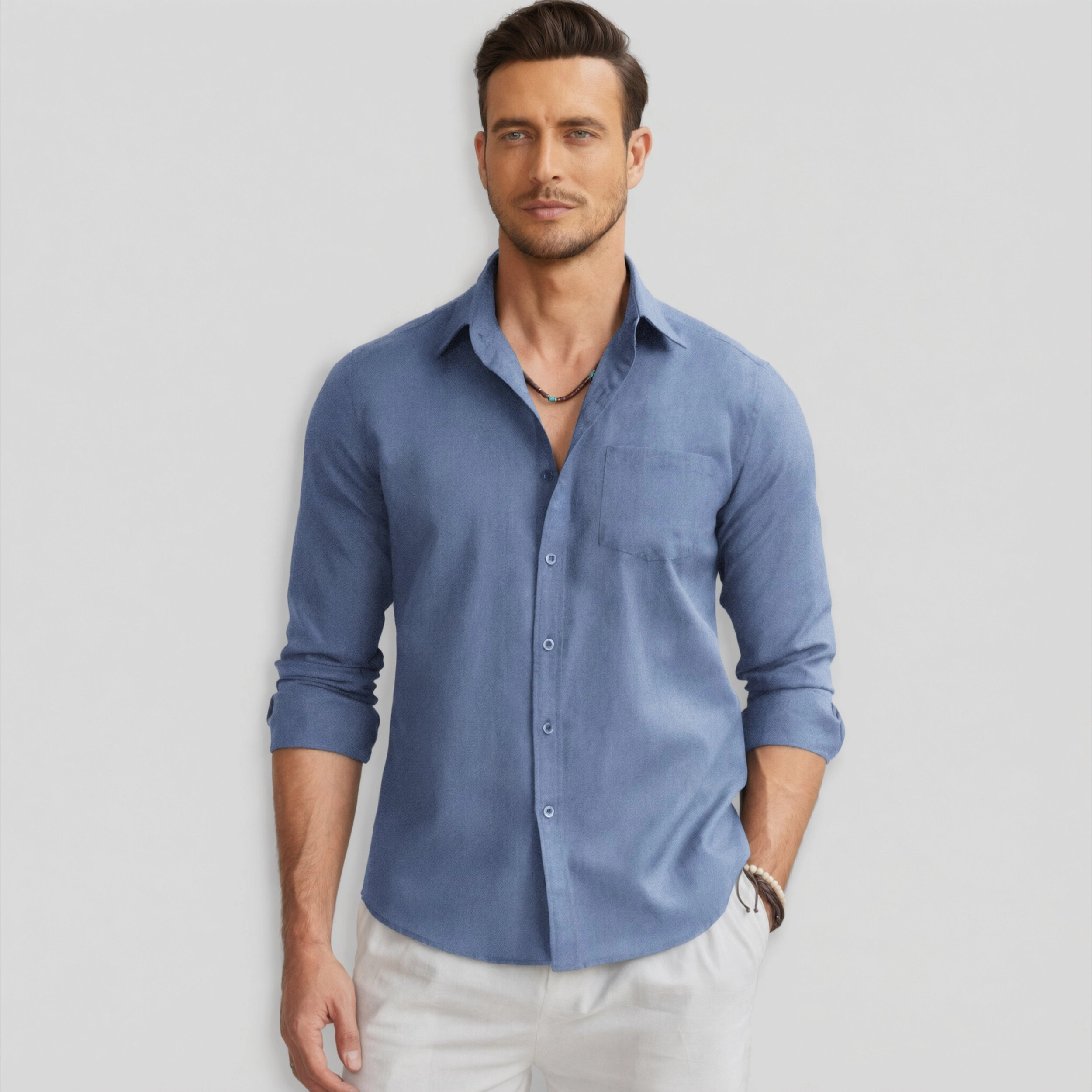 COOFANDY Men's Regular Fit Lightweight Linen Casual Long Sleeve Button Down Shirt