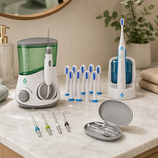 Pursonic Unisex Complete Oral Care Bundle – Water Flosser, Sonic Rechargeable Toothbrush & UV Sanitizer