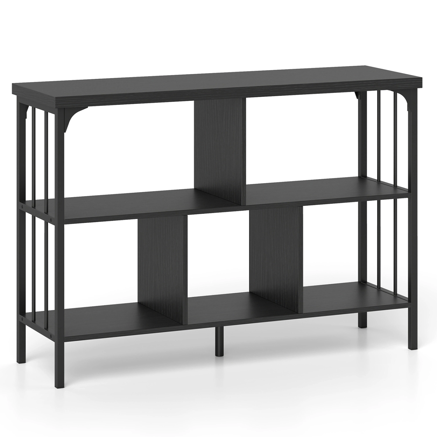 LJG 3-Tier Horizontal Cubby Bookshelf with Open Shelves