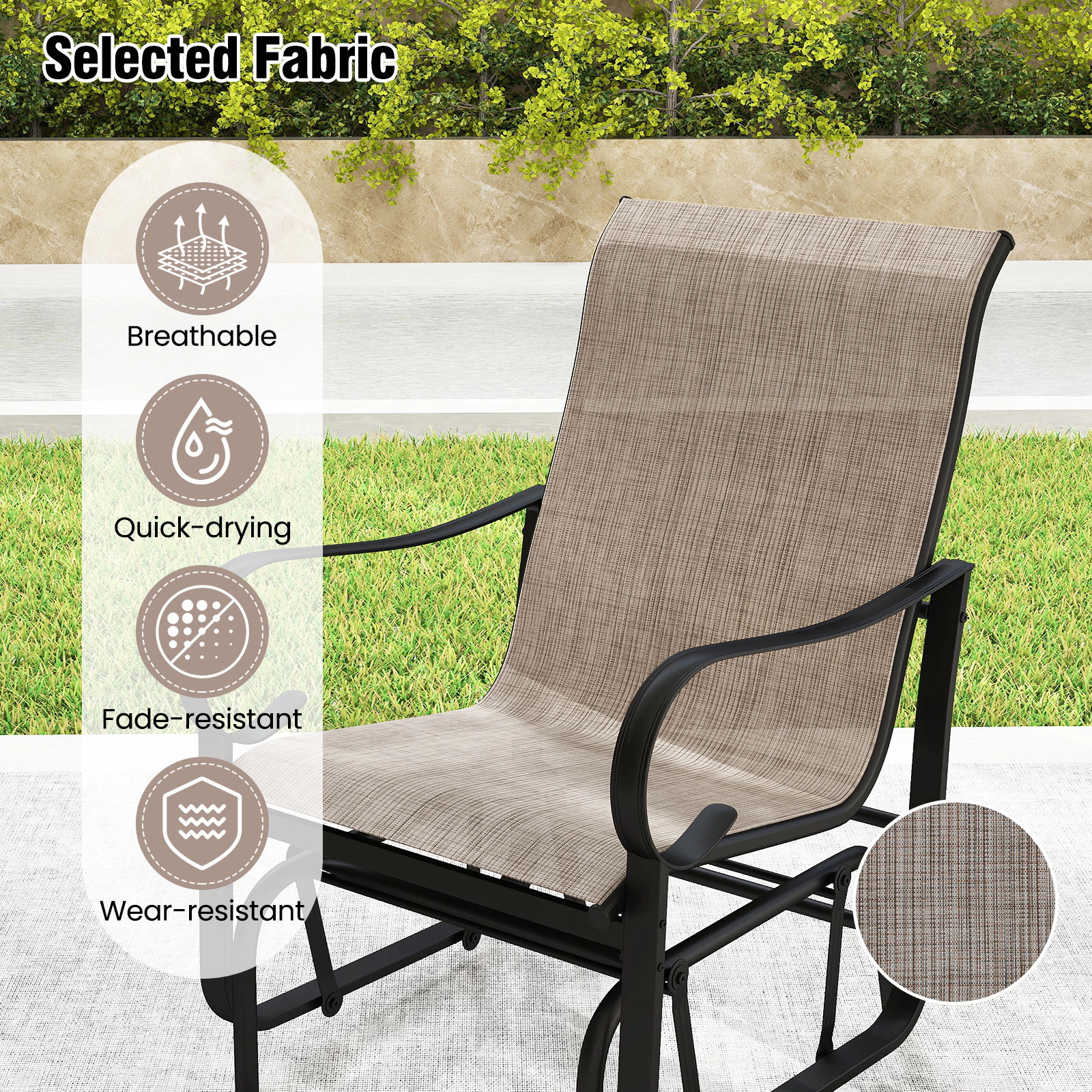 SUGIFT Outdoor Glider Chairs with High Backrest 330-Lb Capacity Mix Brown and Black