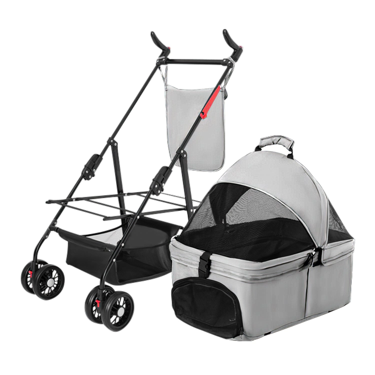 GBruno Foldable 4-Wheel Pet Stroller With Storage