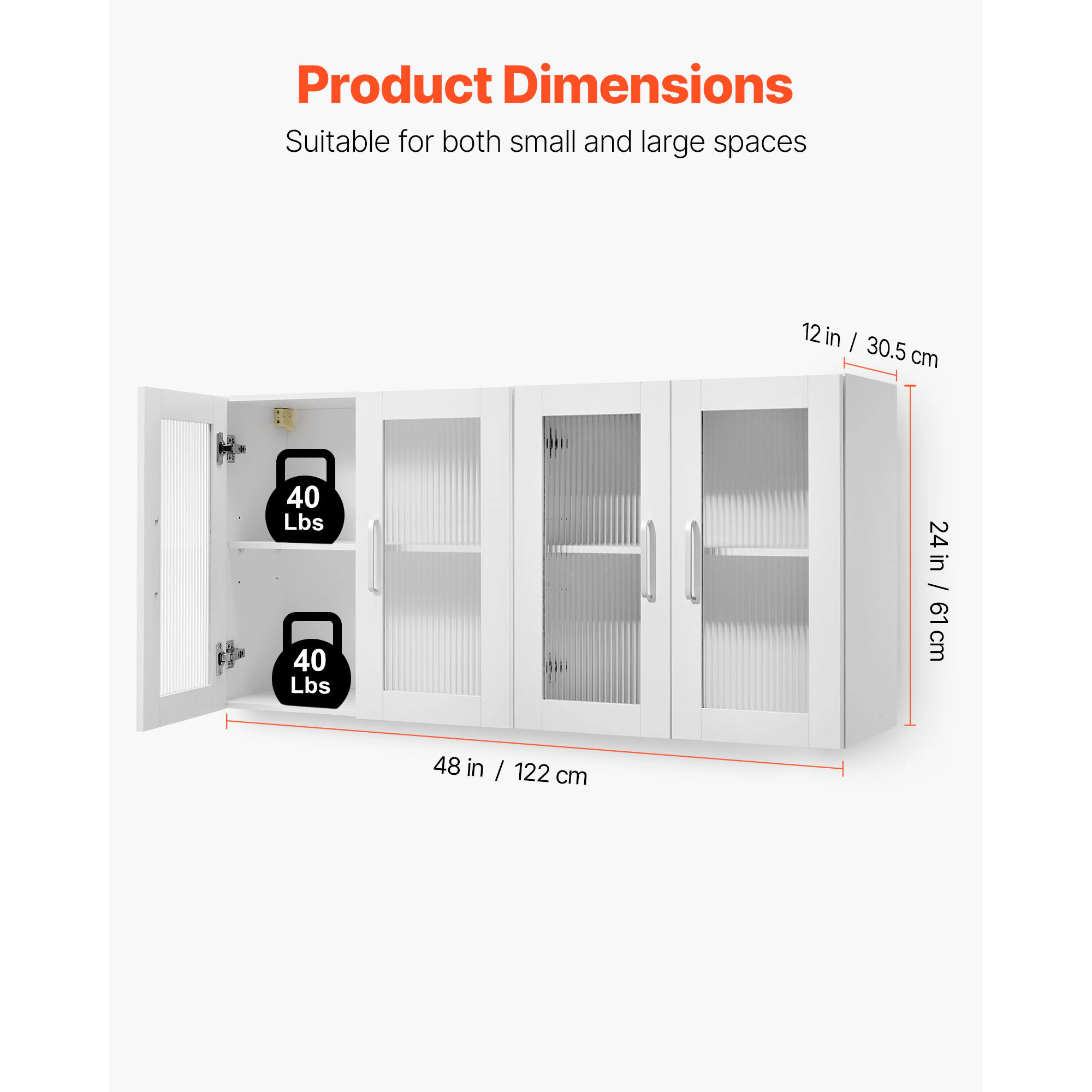 HONGGE Laundry Room Wall Cabinet 2-Tier Wall Mounted Hanging Cabinet with Adjustable Shelf Cupboard Storage with for