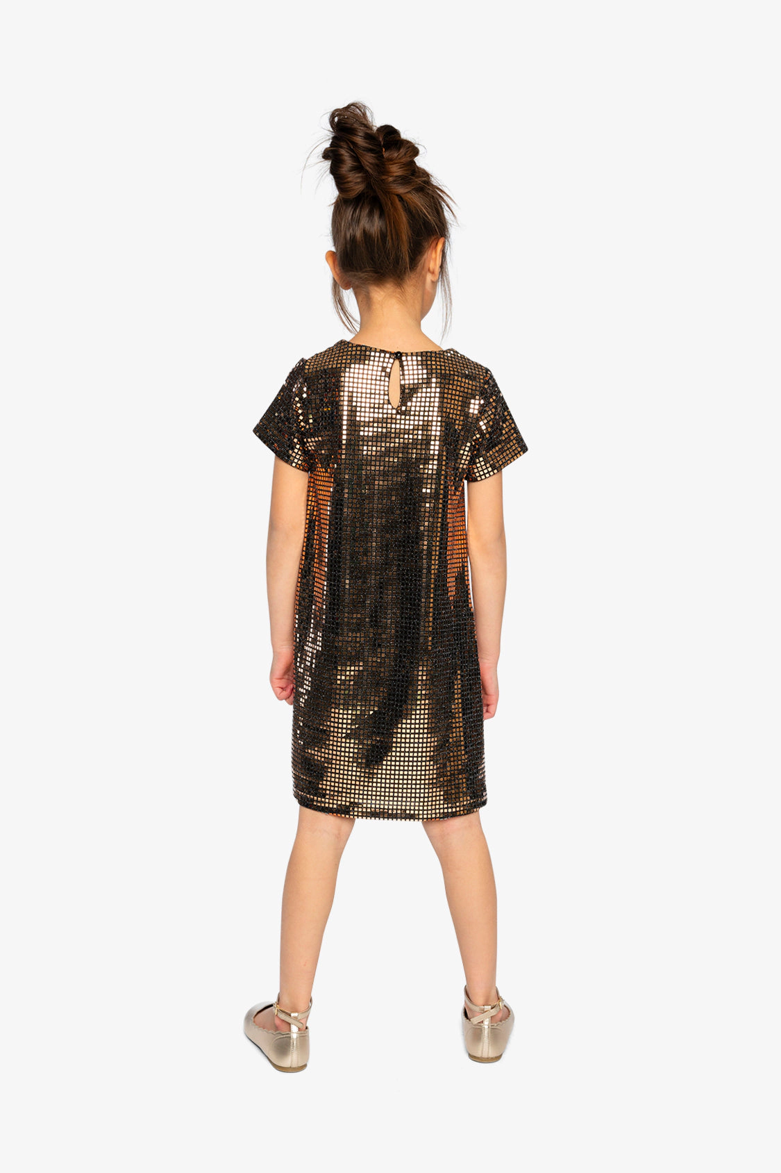 Deux par Girls Short Sleeve A-Line Lurex Jersey Dress