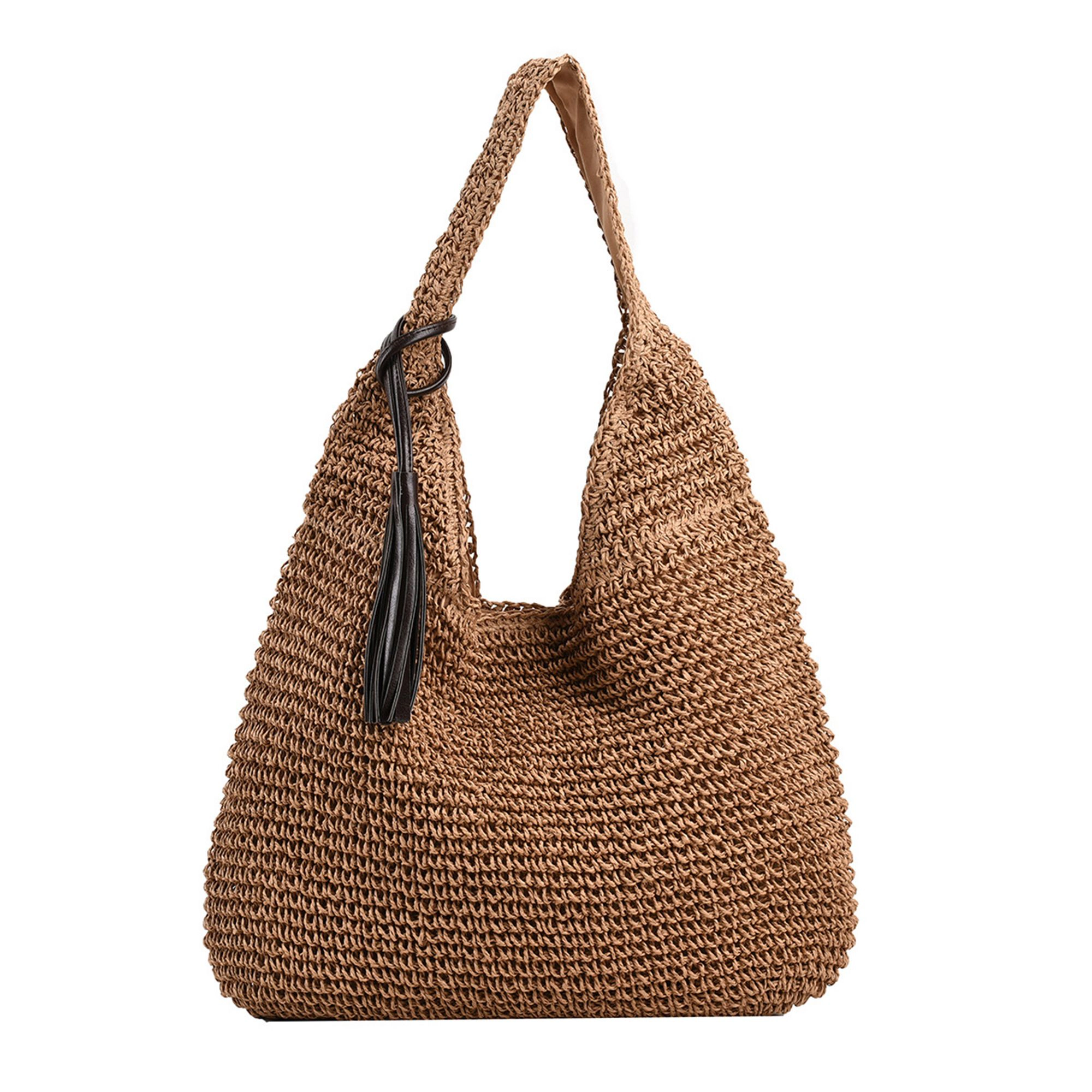 Alilang Women's Woven Hobo Shoulder Bag with Magnetic Snap Closure and Tassel Accent