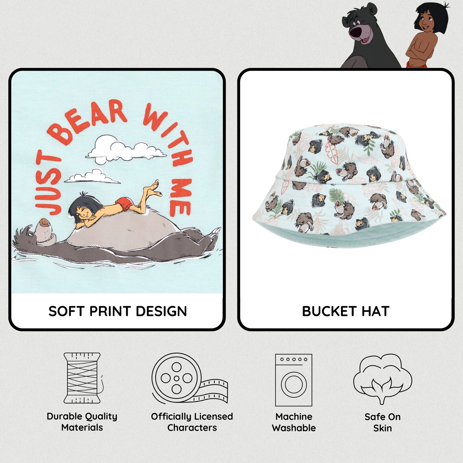 Disney Baby Boys' 2-Piece Romper and Bucket Hat Set