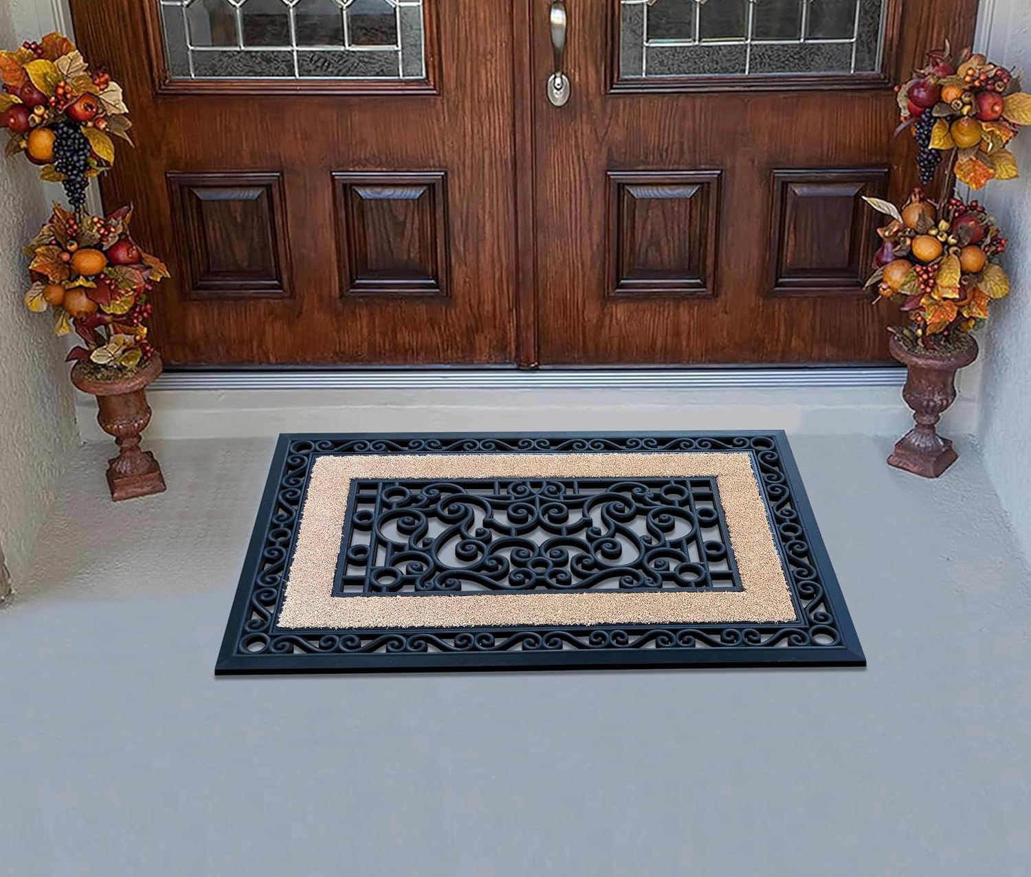 A1 Home Collections Coir and Rubber Door Mat 23x35 Inches Heavy Duty Iron Gate