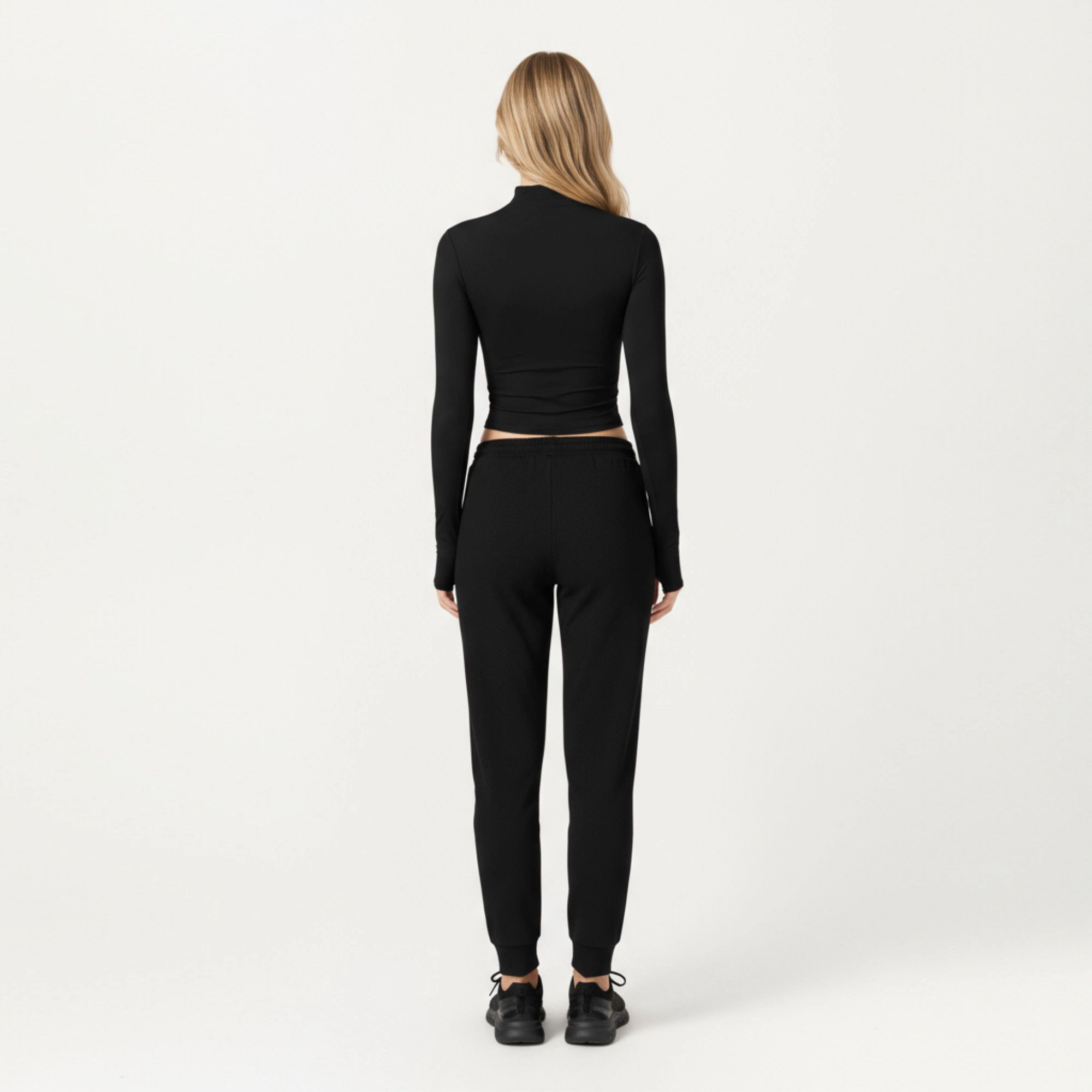 Anna-Kaci Women's High-Neck Cropped Long-Sleeve Top with Soft Textured Fabric