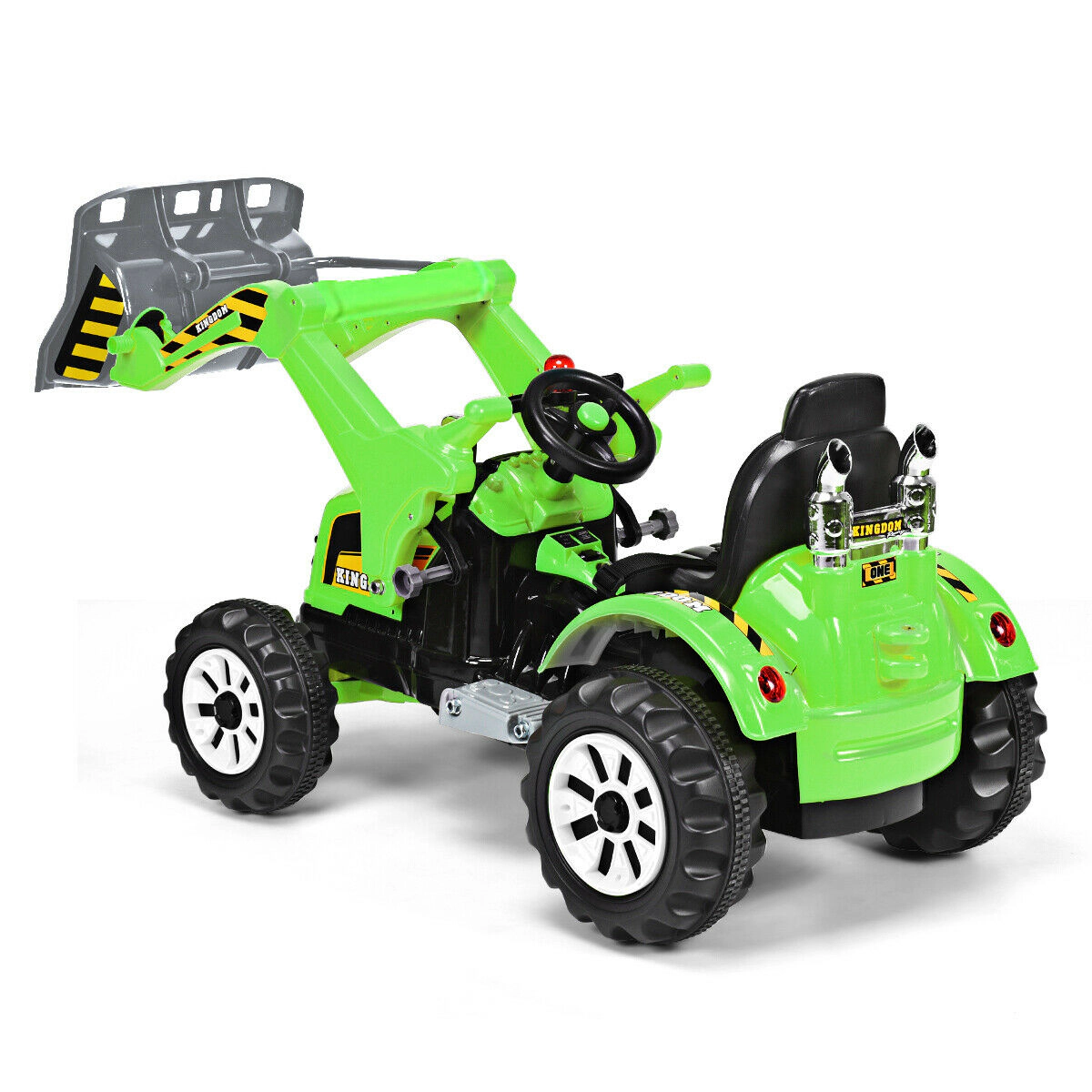 SUGIFT Front Loader and Digger Bucket 12V Battery Powered Kids Ride On Dumper Truck