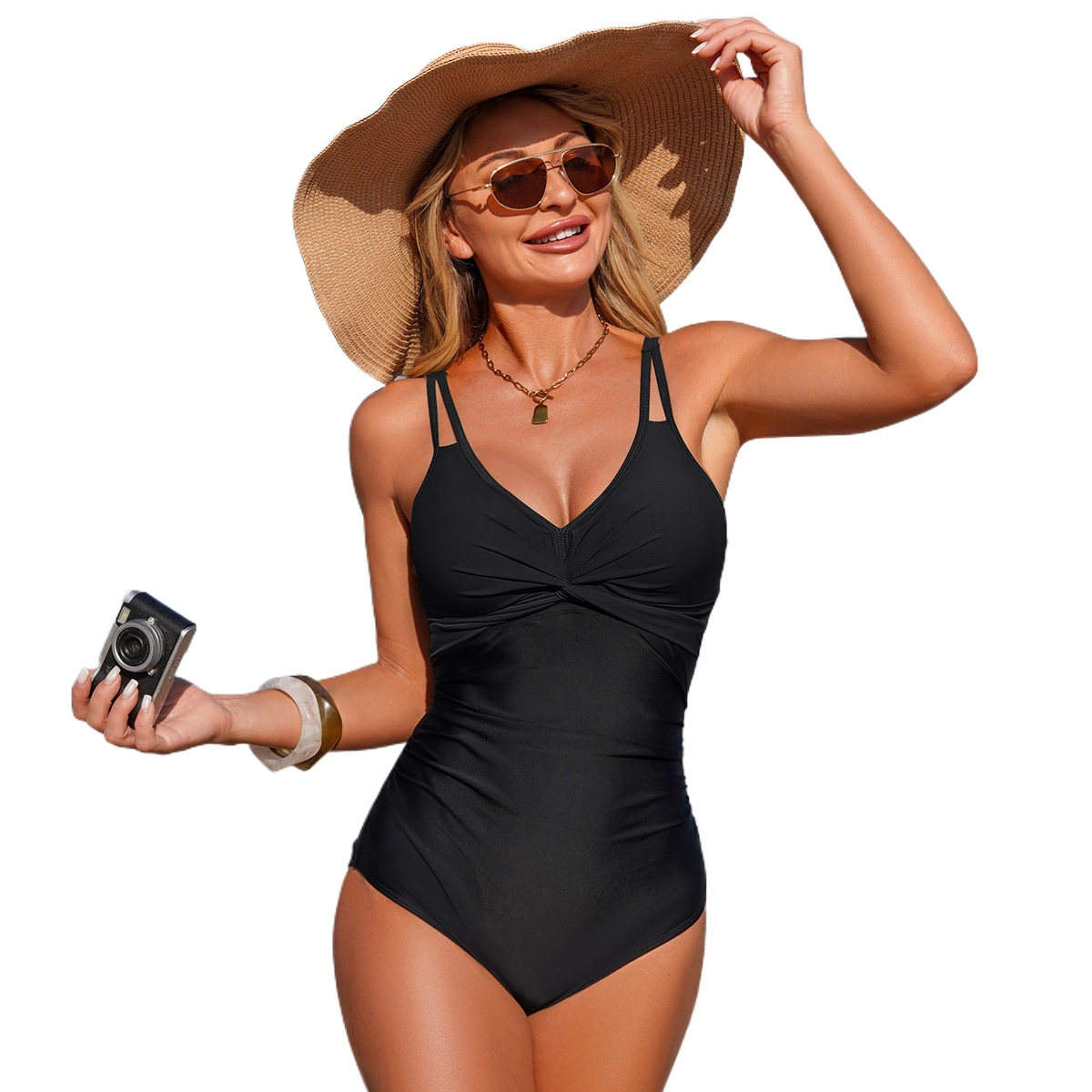 Women's One Piece Swimsuits Tummy Control Front Cross Bathing Suits