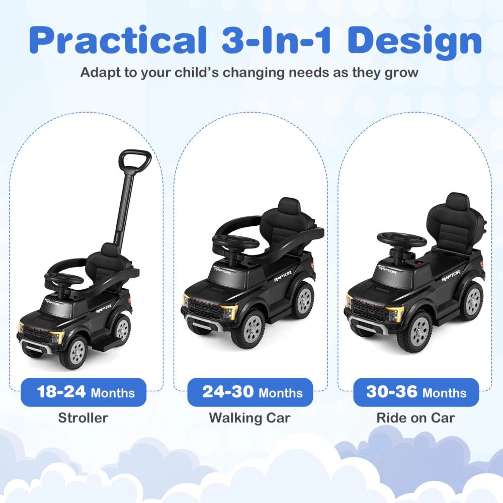 Hivvago 3-In-1 Licensed Ford Push Car for Toddlers