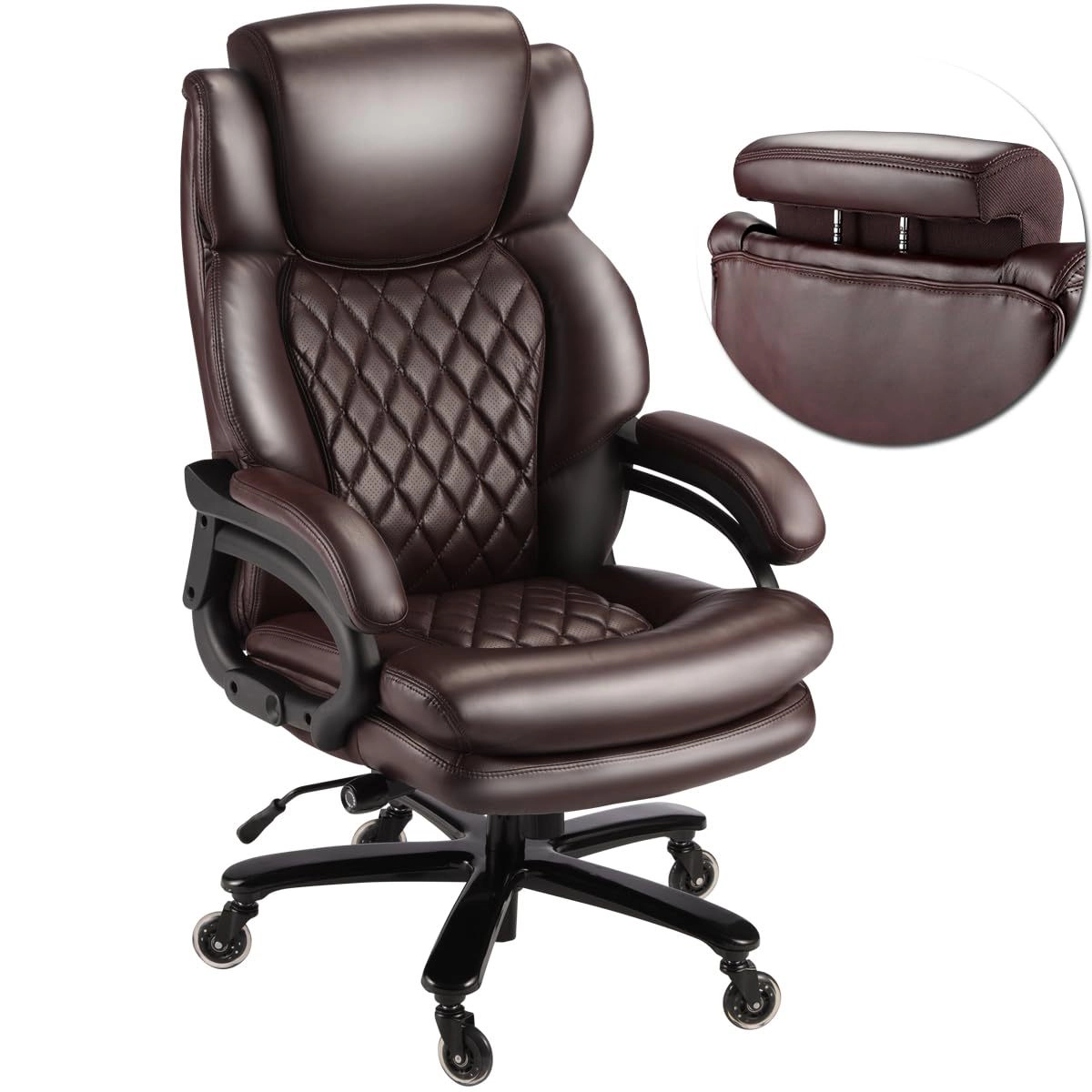 Platinum-Level Office Chairs Big And Tall Office Chair 500lb Capacity Wide Spring Seat 360 Swivel Ergonomic Desk Chair