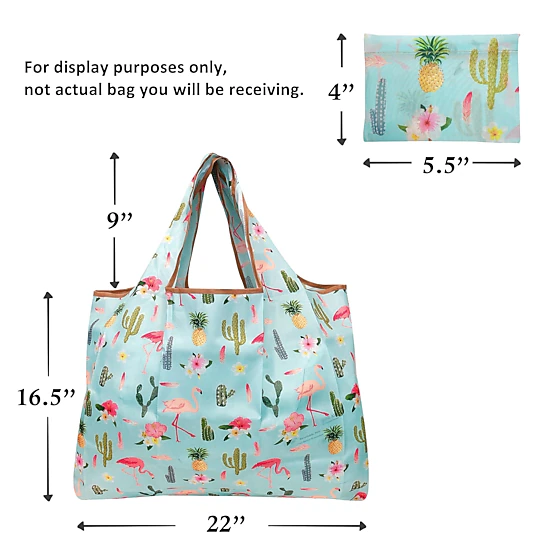 Wrapables Large Nylon Reusable Shopping Bag for Groceries, Foxes