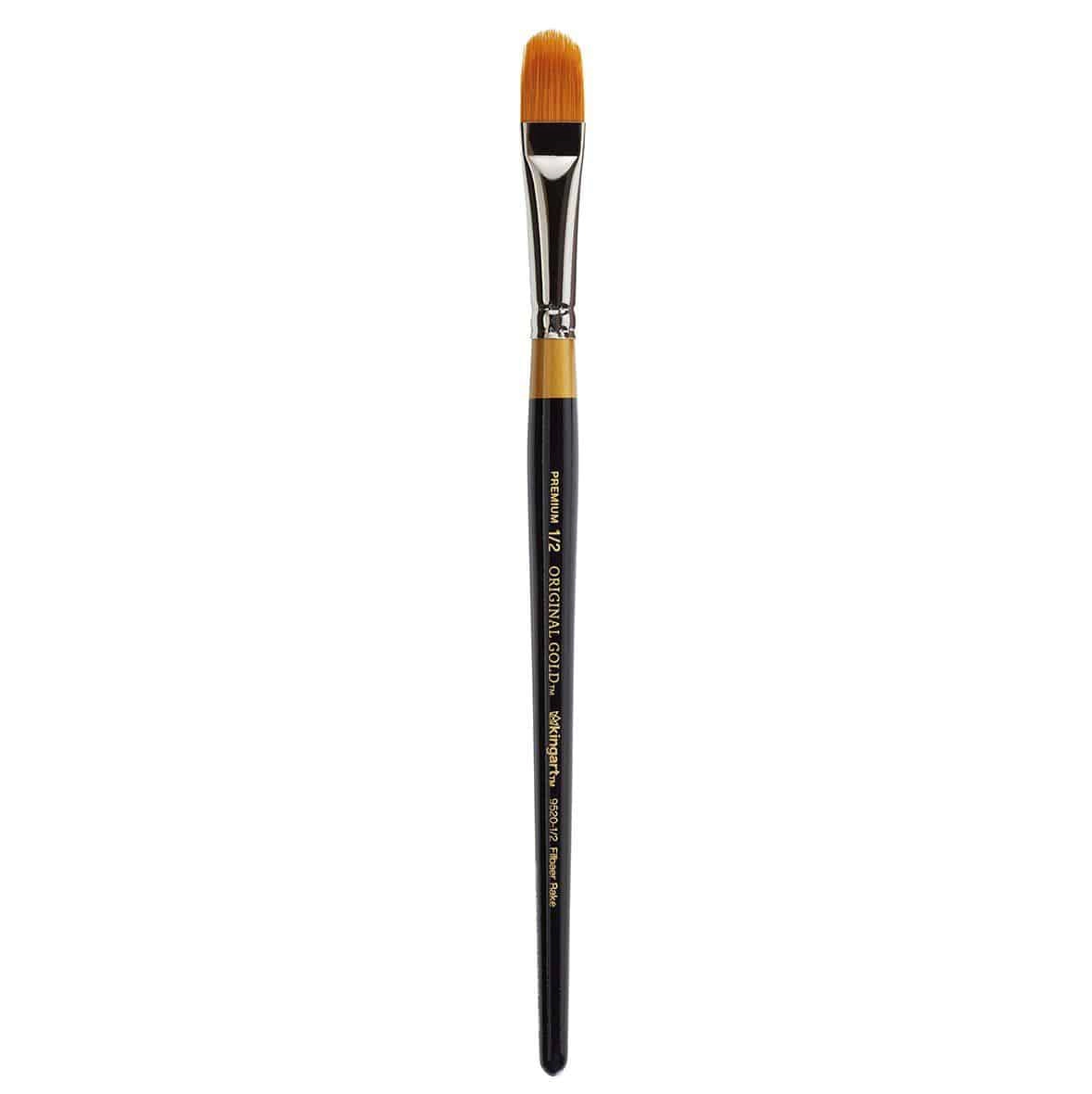 KINGART Original Gold 9520 Filbert Rake Golden Taklon Brush