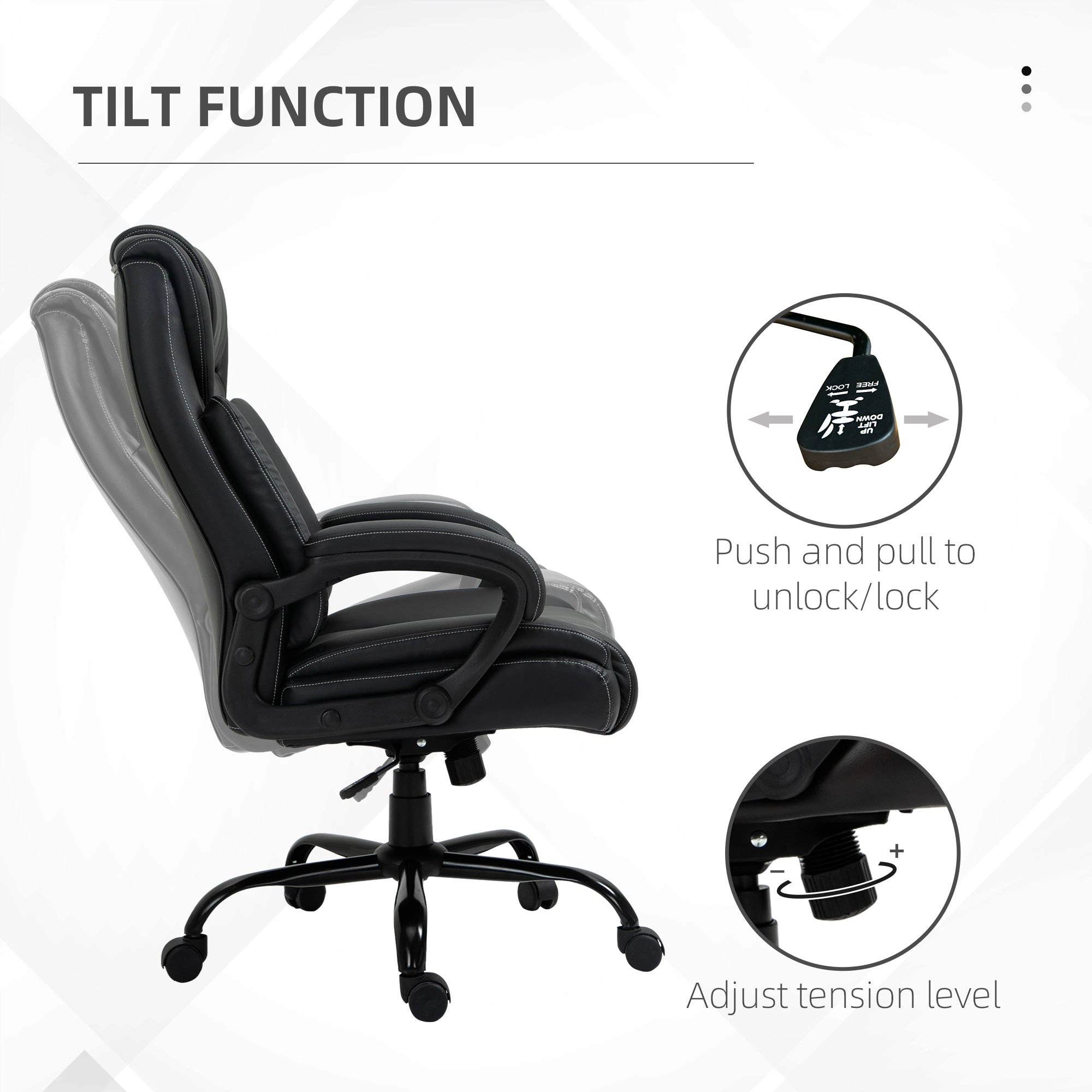 Platinum-Level Office Chairs Big and Tall Ergonomic Executive Office Chair 400 lb Capacity With Wide PU Leather Seat