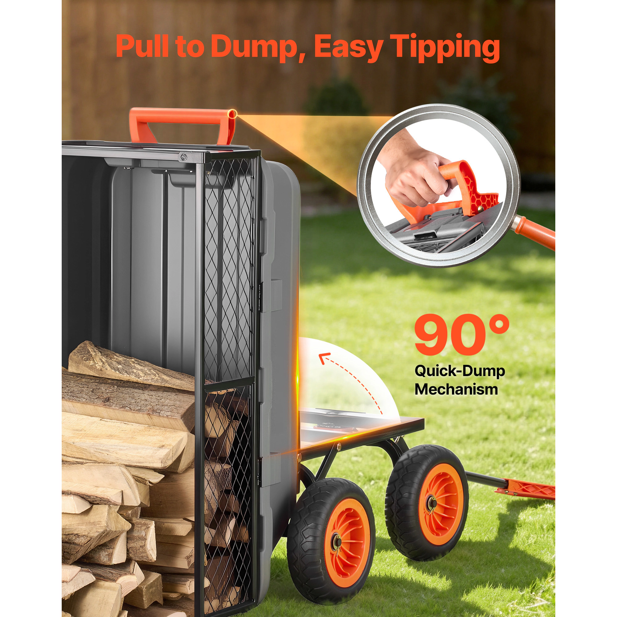 HONGGE Garden Dump Cart, Poly Dump Cart, Garden Carts Dumps Wagon