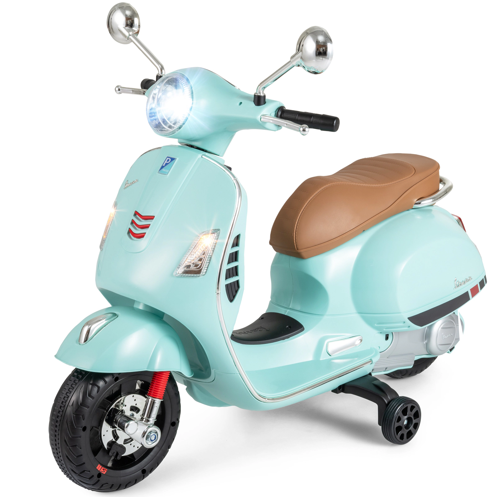 12V Kids Electric Motorcycle Removable Training Wheels One-Button Start LED Headlights Ages 3-6 Green Motorbike