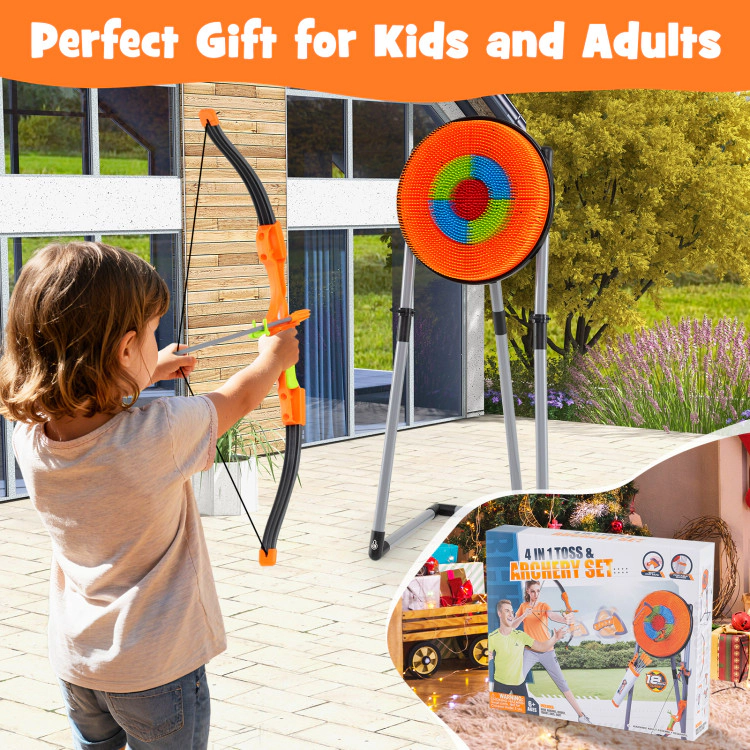 Hivvago 4 in 1 Throwing Target Set Kids Throwing Game with Bristle Target and 3 Throwing axes