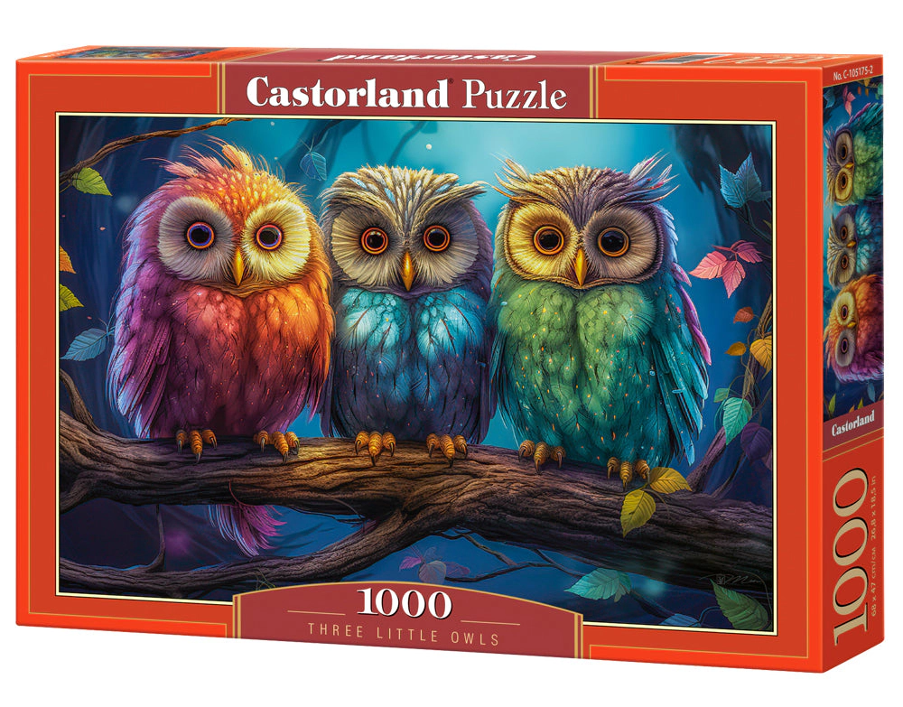 CASTORLAND 1000 Piece Jigsaw Puzzles, Three Little Owls, Animal Puzzles, Colorful birds, Adult Puzzle, C-105175-2