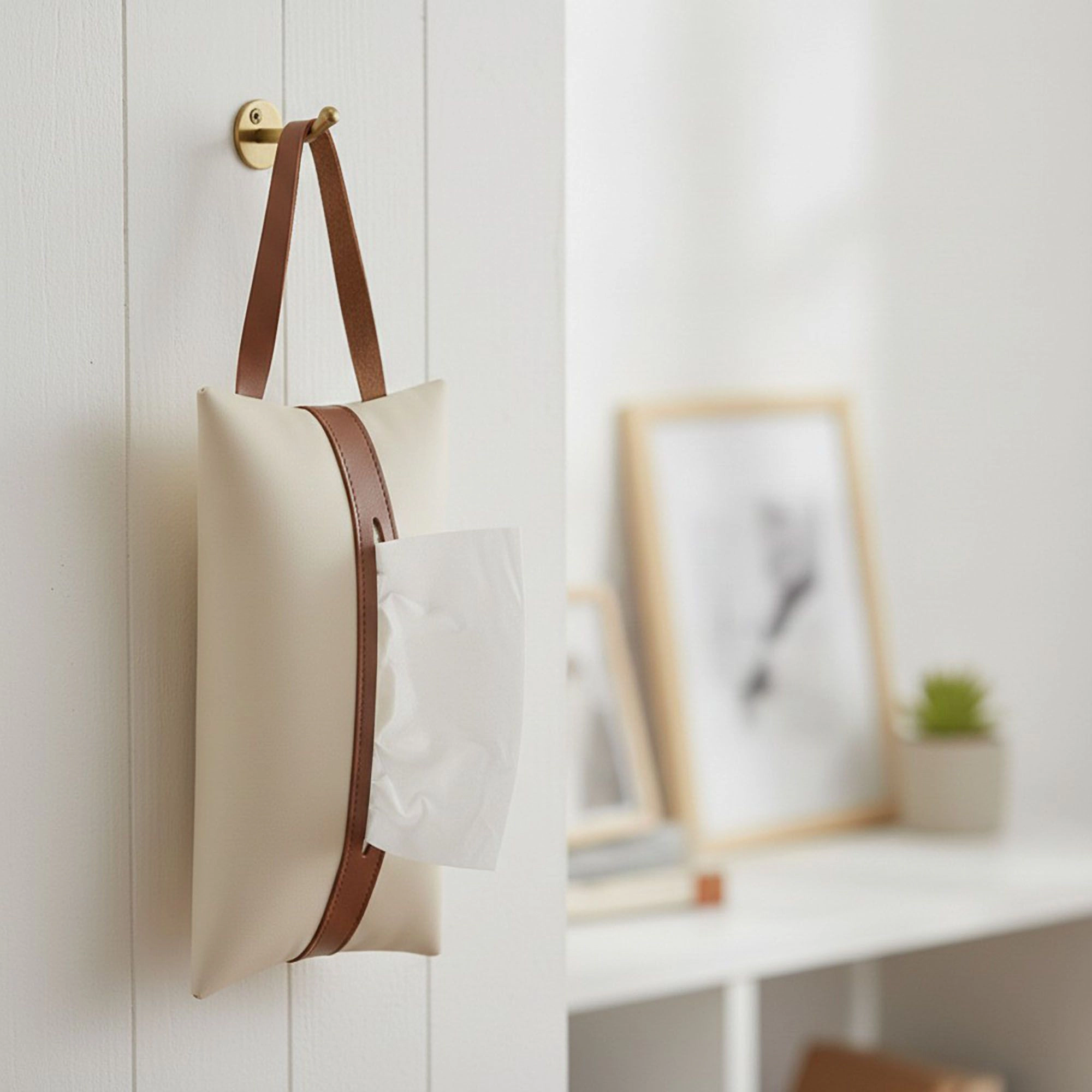 Alilang Unisex Soft Faux Leather Tissue Holder with Strap Handle and Snap Closure