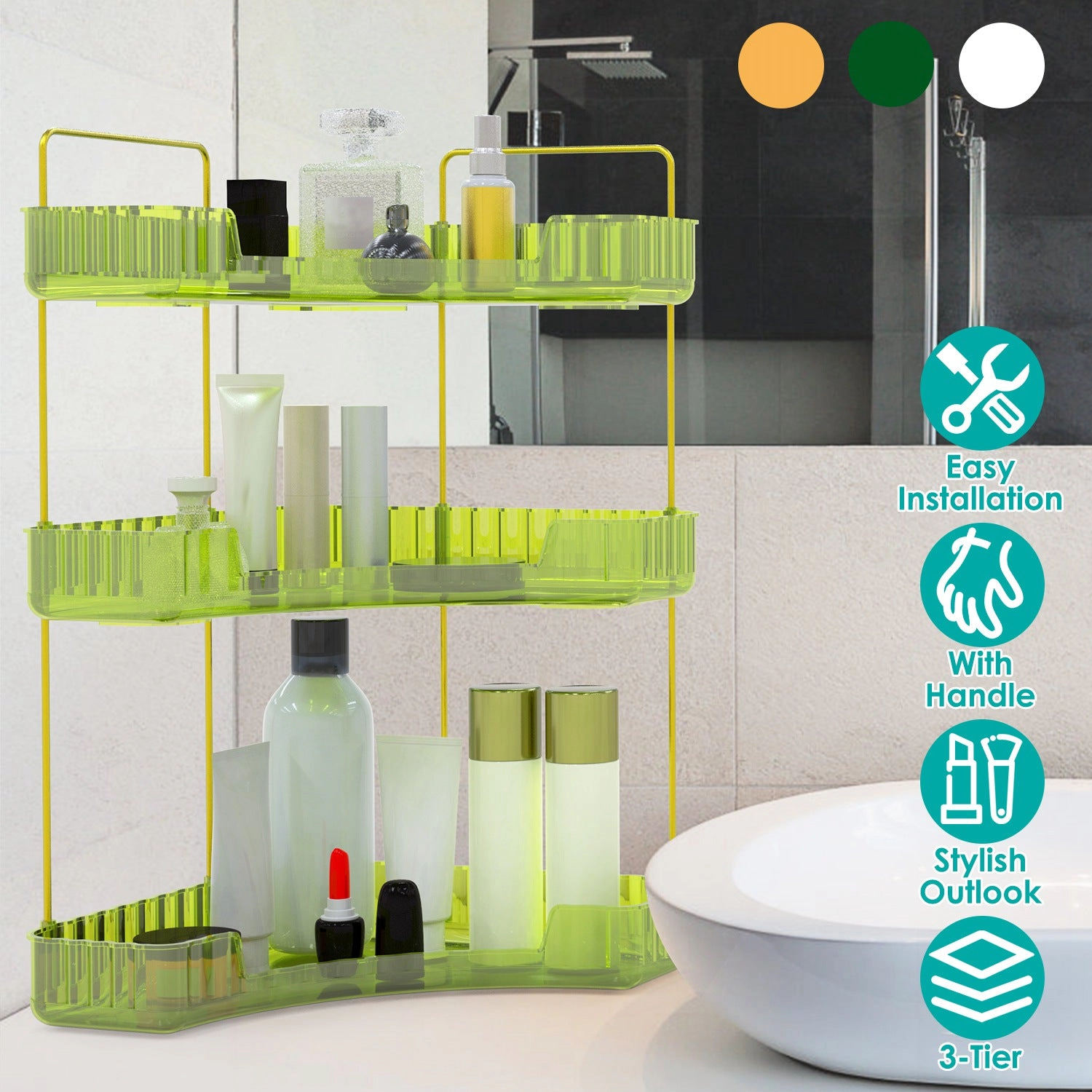 GBruno 3-Tier Corner Bathroom Countertop Organizer