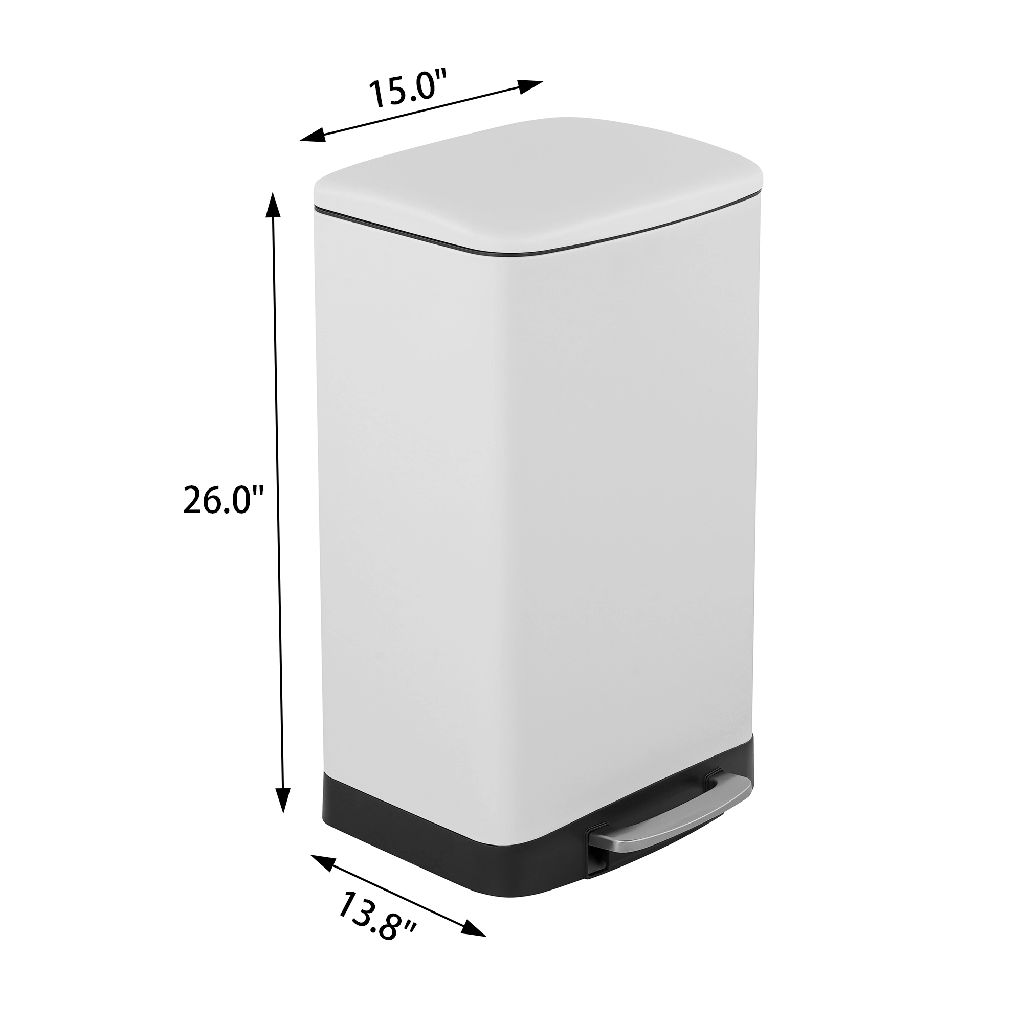 Innovaze 10.6 Gal./40 Liter Stainless Steel Rectangular Step-on Trash Can for Kitchen