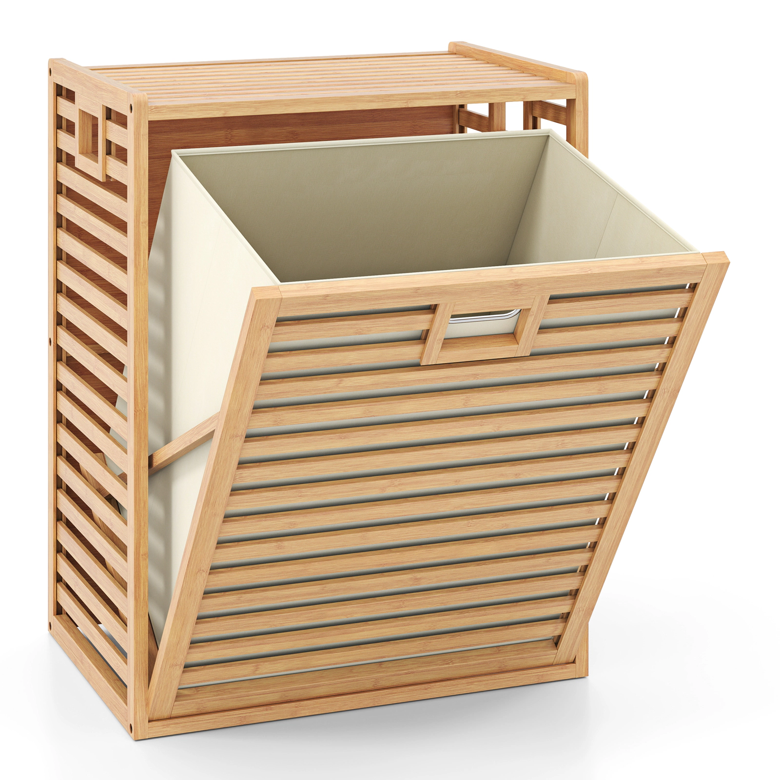 SlickBlue Natural Wicker Laundry Hamper with Removable Fabric Bin