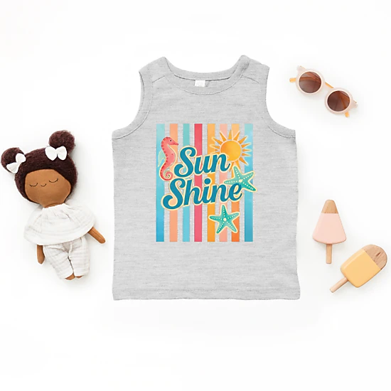 The Juniper Shop - Sunshine Seahorse Stripes - Toddler Graphic Tank