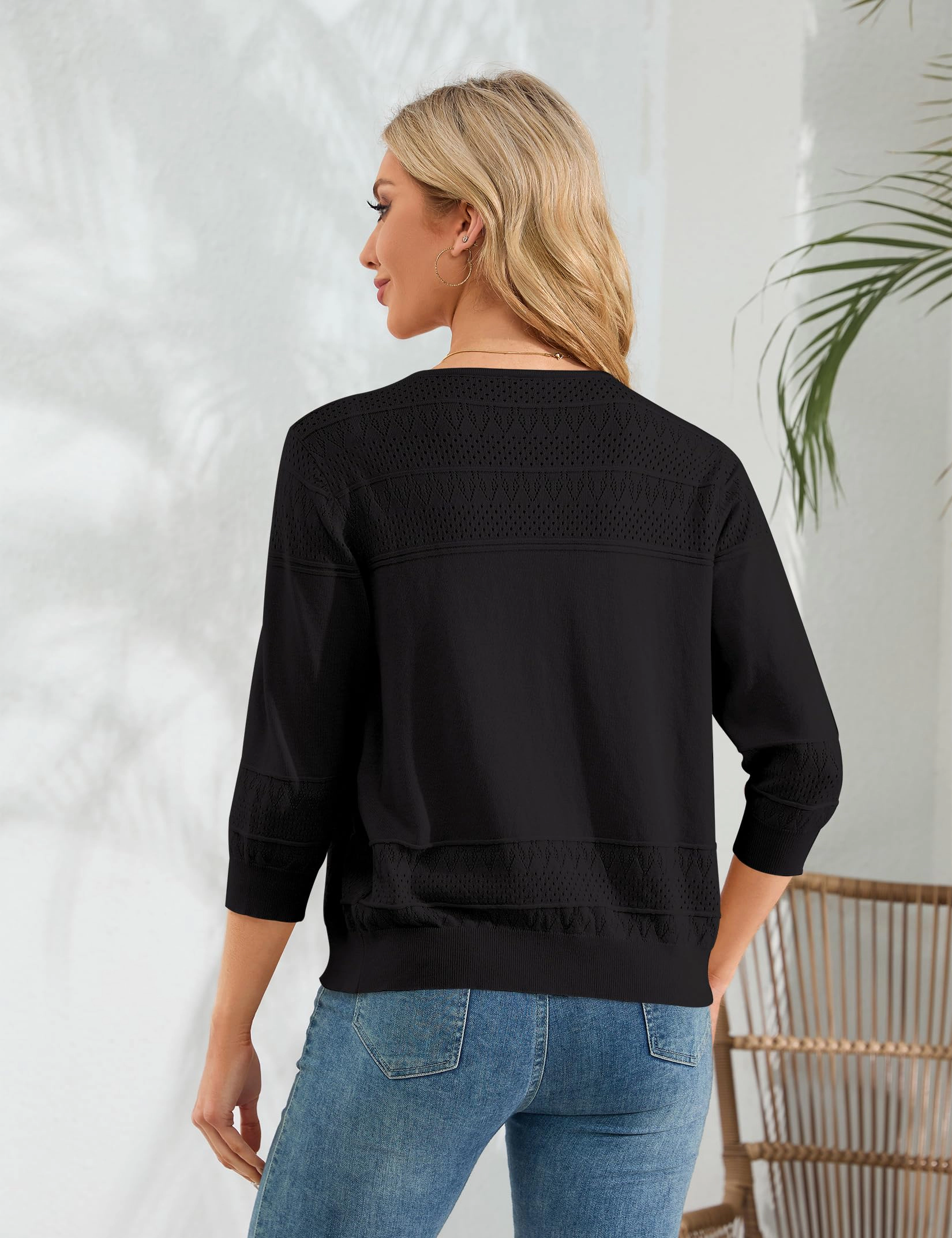 KOJOOIN Women's Cropped Cardigan Knit Shrugs Lightweight Button Down Cardigans Sweaters