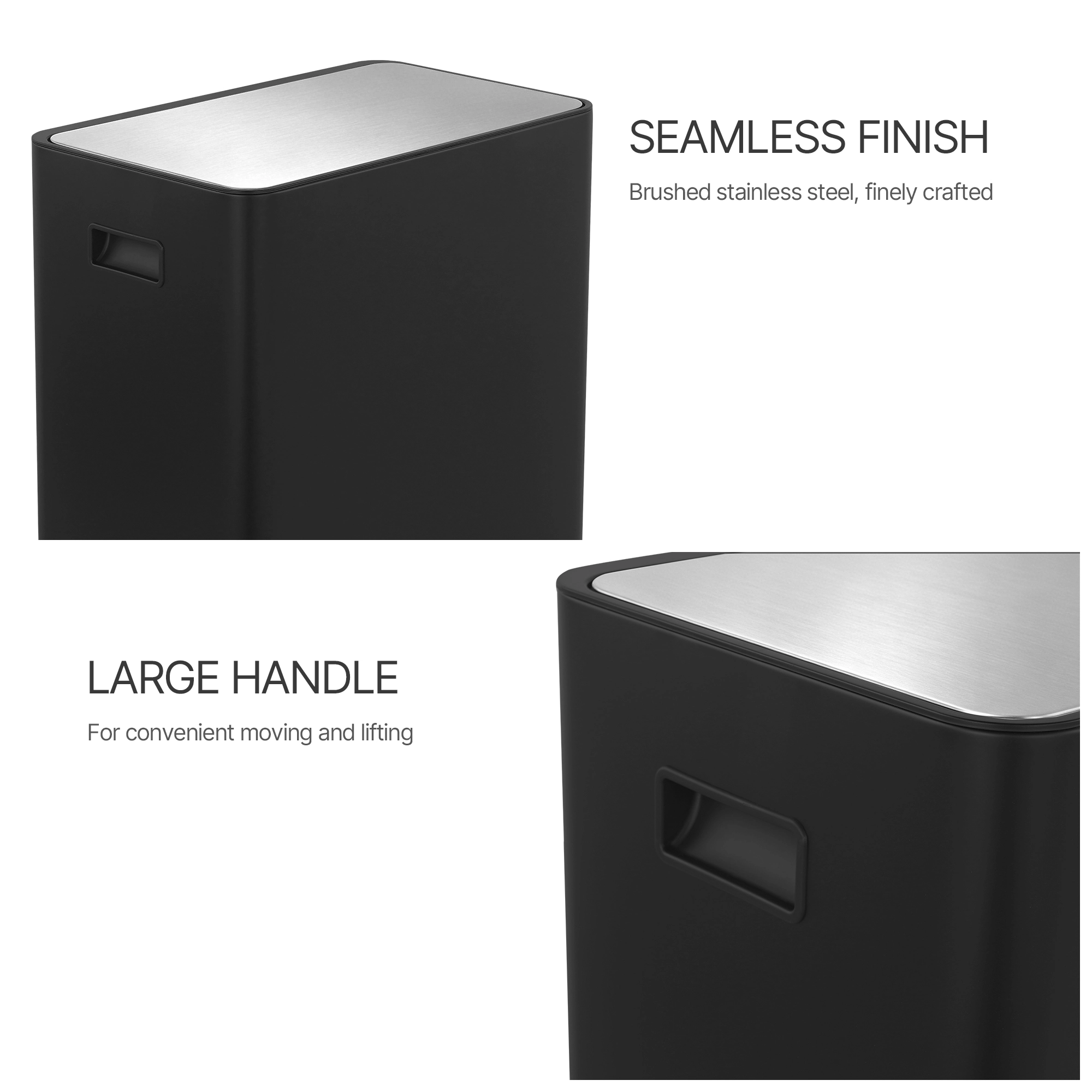 Innovaze Rectangular Stainless Steel Recycle Step-on Trash Can with Dual 30 liter + 30 liter Compartments