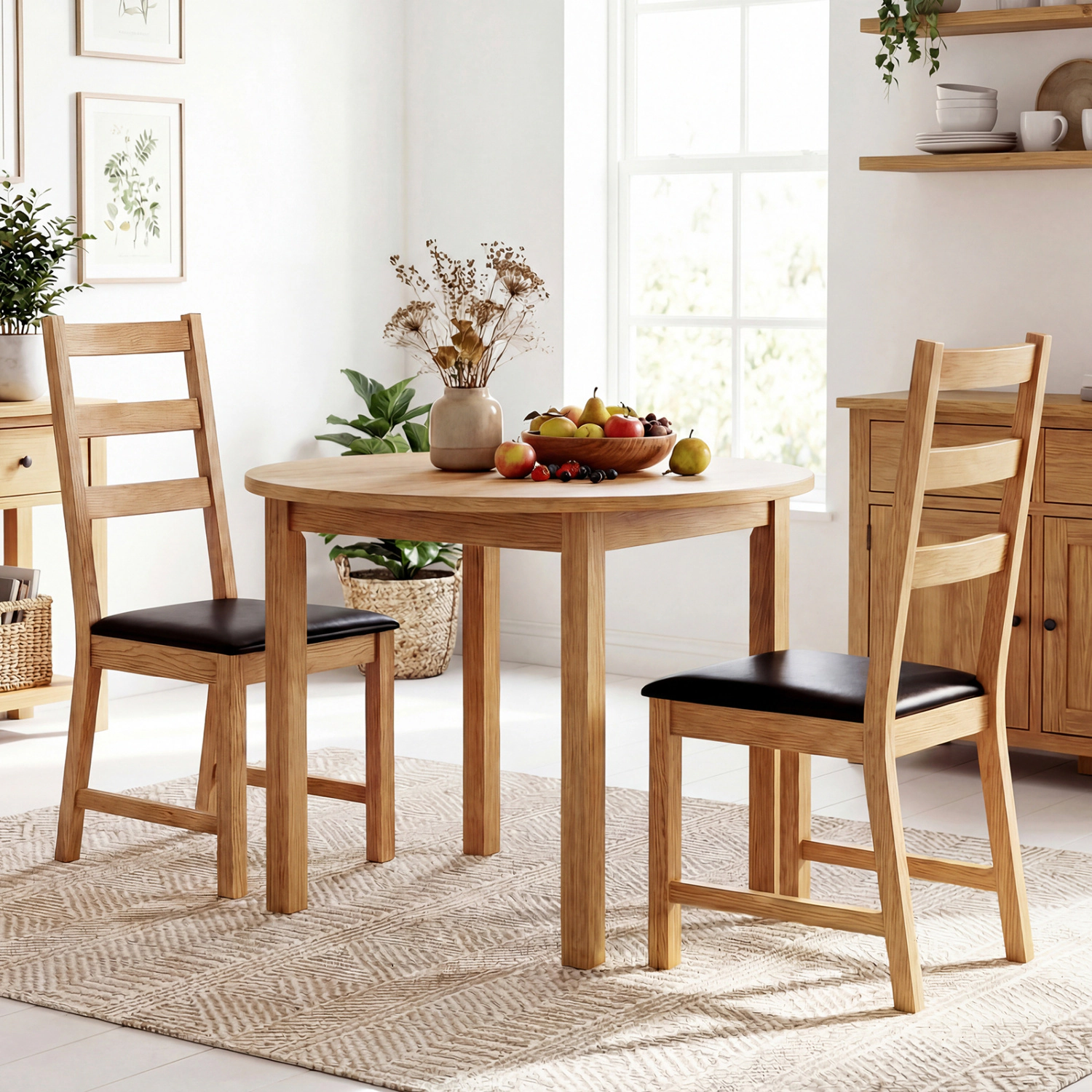 LJG Dining Chairs Set of 2 Farmhouse Dining Room Chairs with Hollowed Backrest
