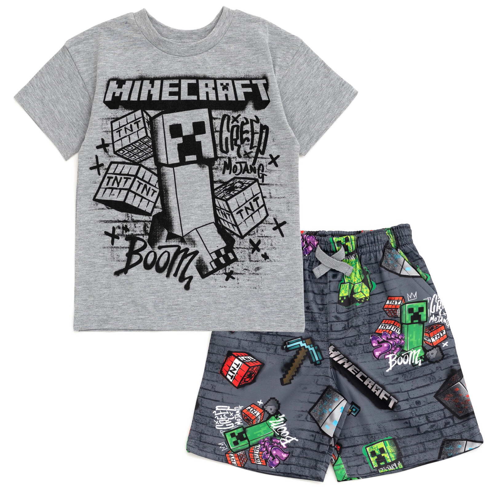 Minecraft Creeper Boys' Athletic 2-Piece T-Shirt and Shorts Set