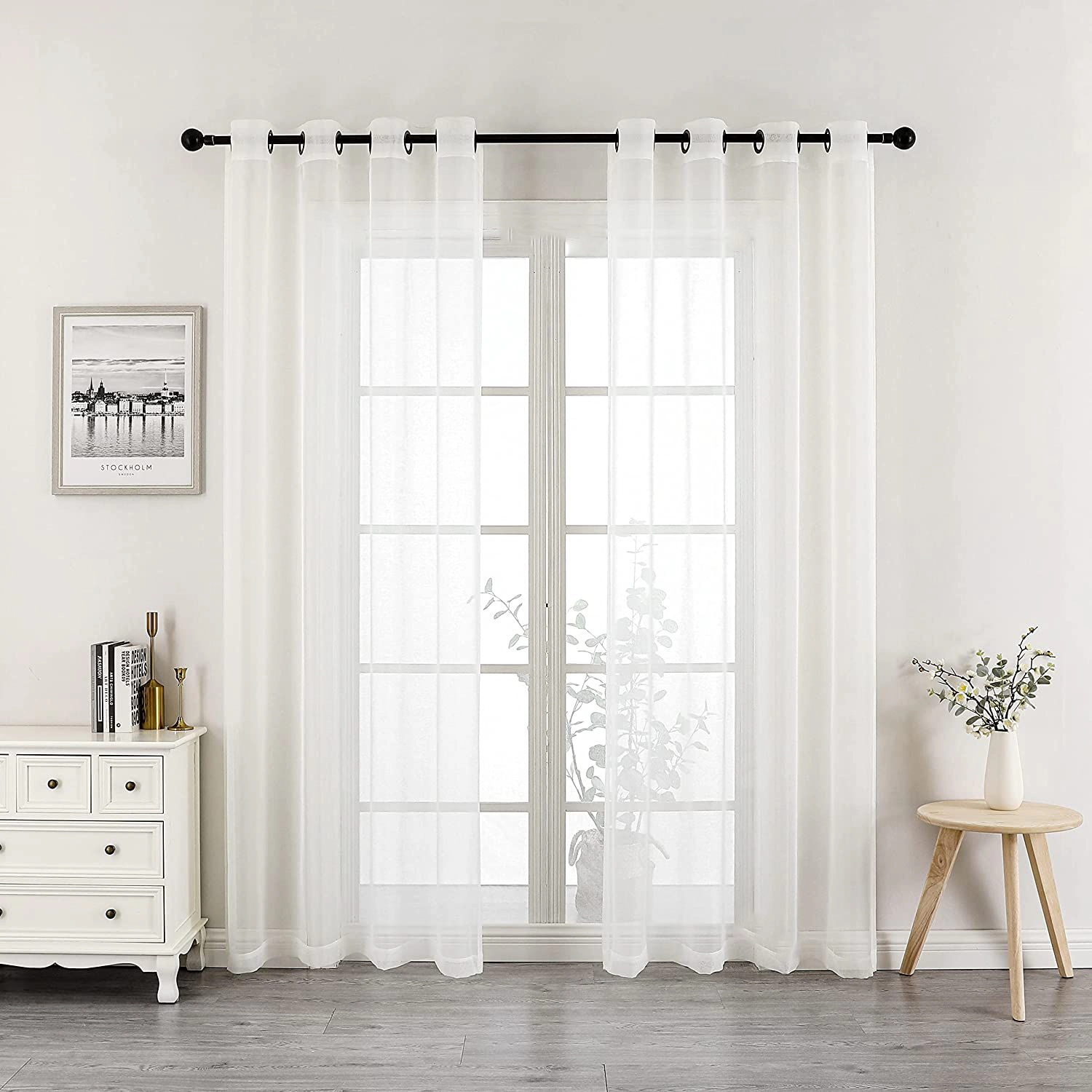 GoodGram Montauk Accents 2 Piece Grommet Top Summery Sheer Voile Window Curtain Panels For Extra Long & Taller Windows