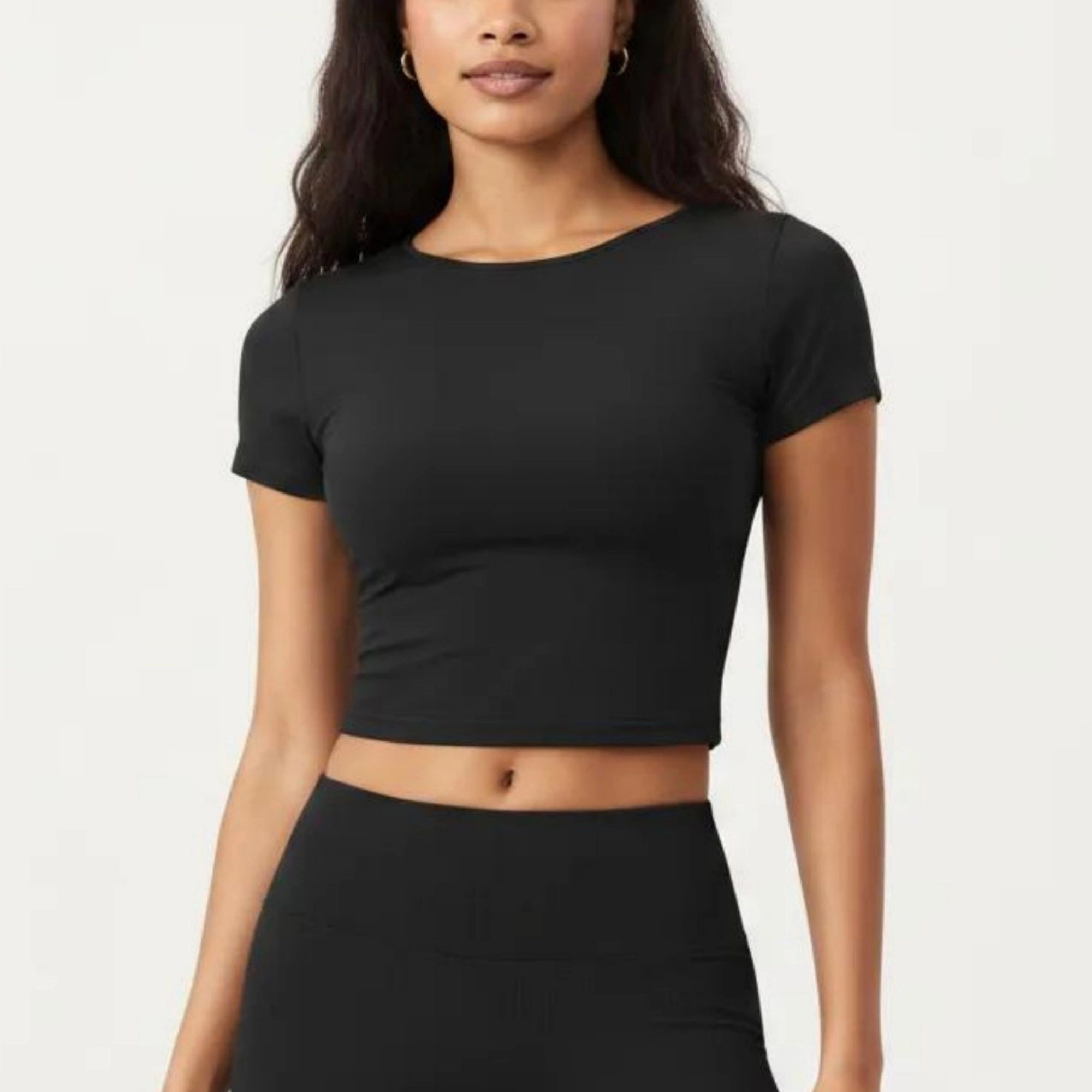 Anna-Kaci Women's Short Sleeve Cropped Active Top with Crew Neck and Smooth Stretch Fit