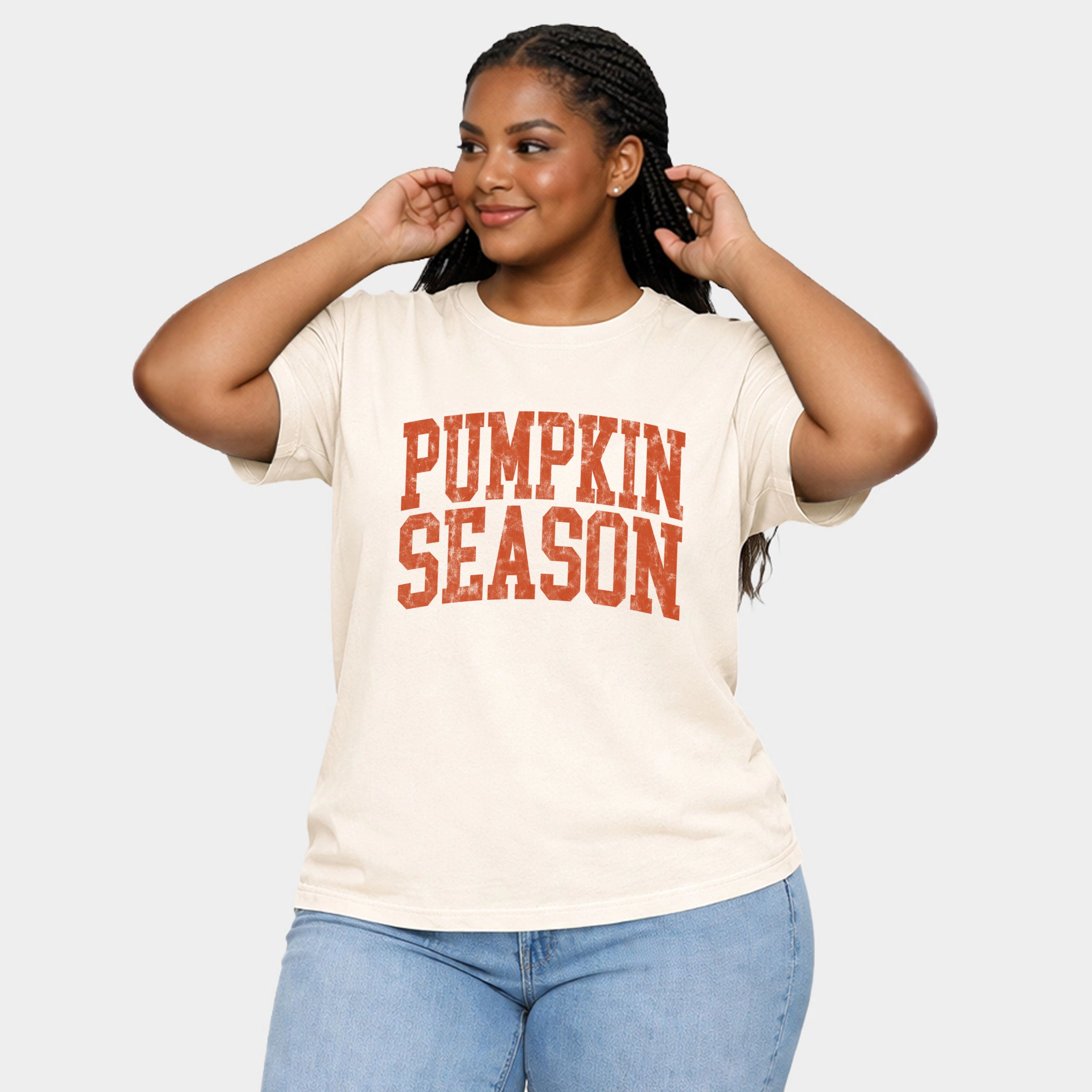 Simply Sage Market - Women's Plus Garment Dyed Tee Pumpkin Season Varsity Stacked