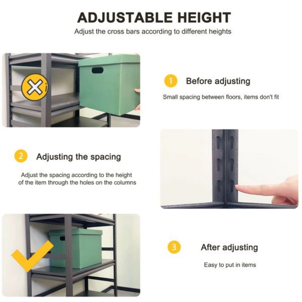 Flynama 5 Tier Heavy Duty Metal Shelving H78 x D18 in Adjustable Storage and Shelving Unit for Kitchen and Garage