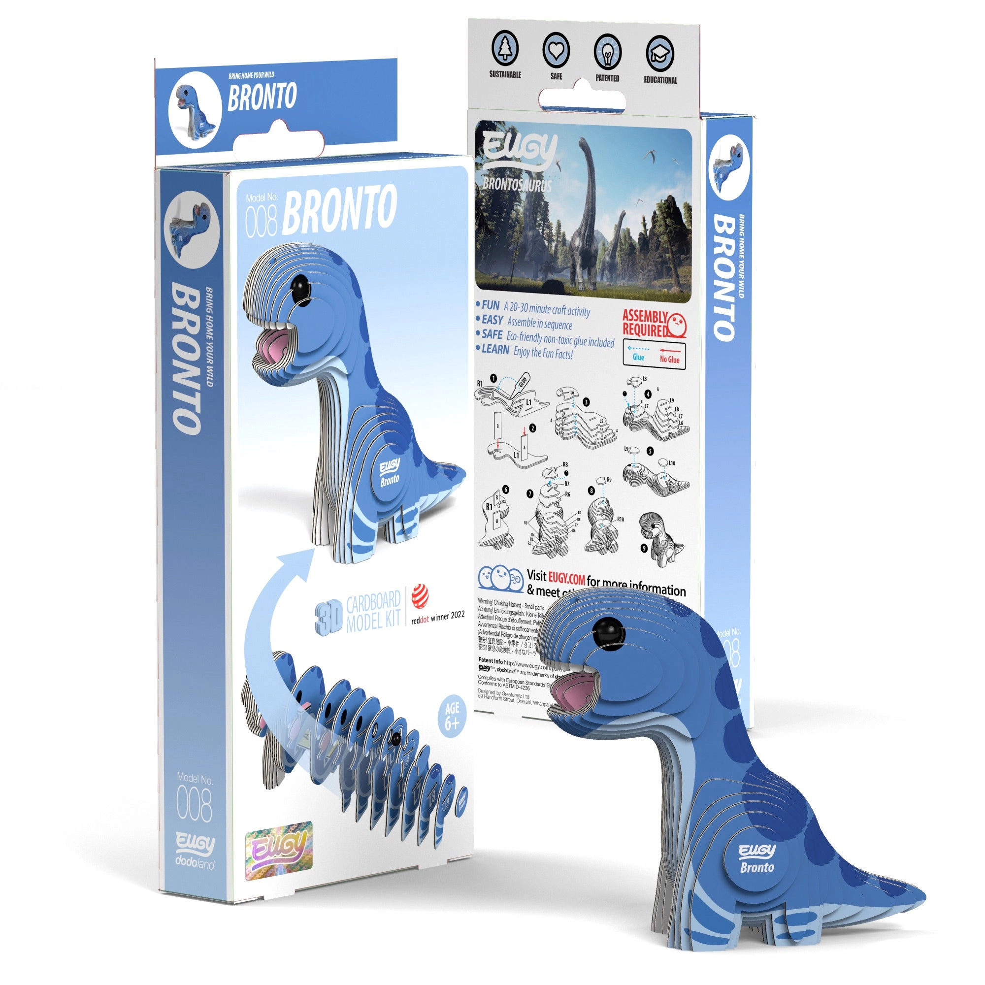 EUGY Brontosaurus 3D Puzzle - contains 28 puzzle pieces