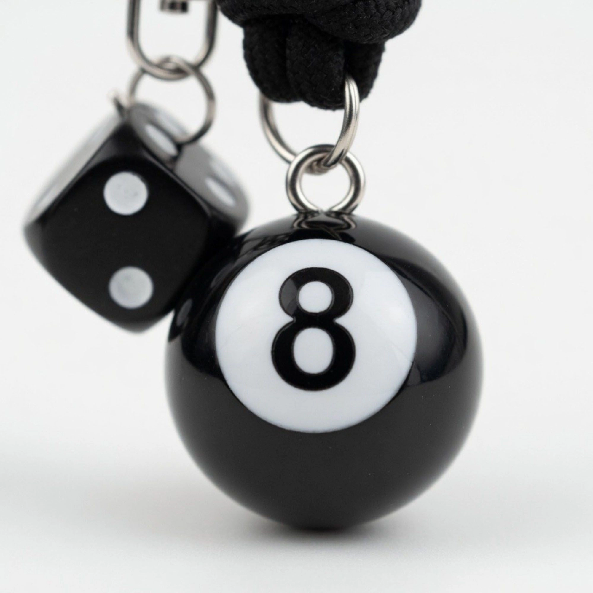 Alilang Women's Eight Ball Dice Keychain with Rope Loop Charm Beaded Key Ring Accessory