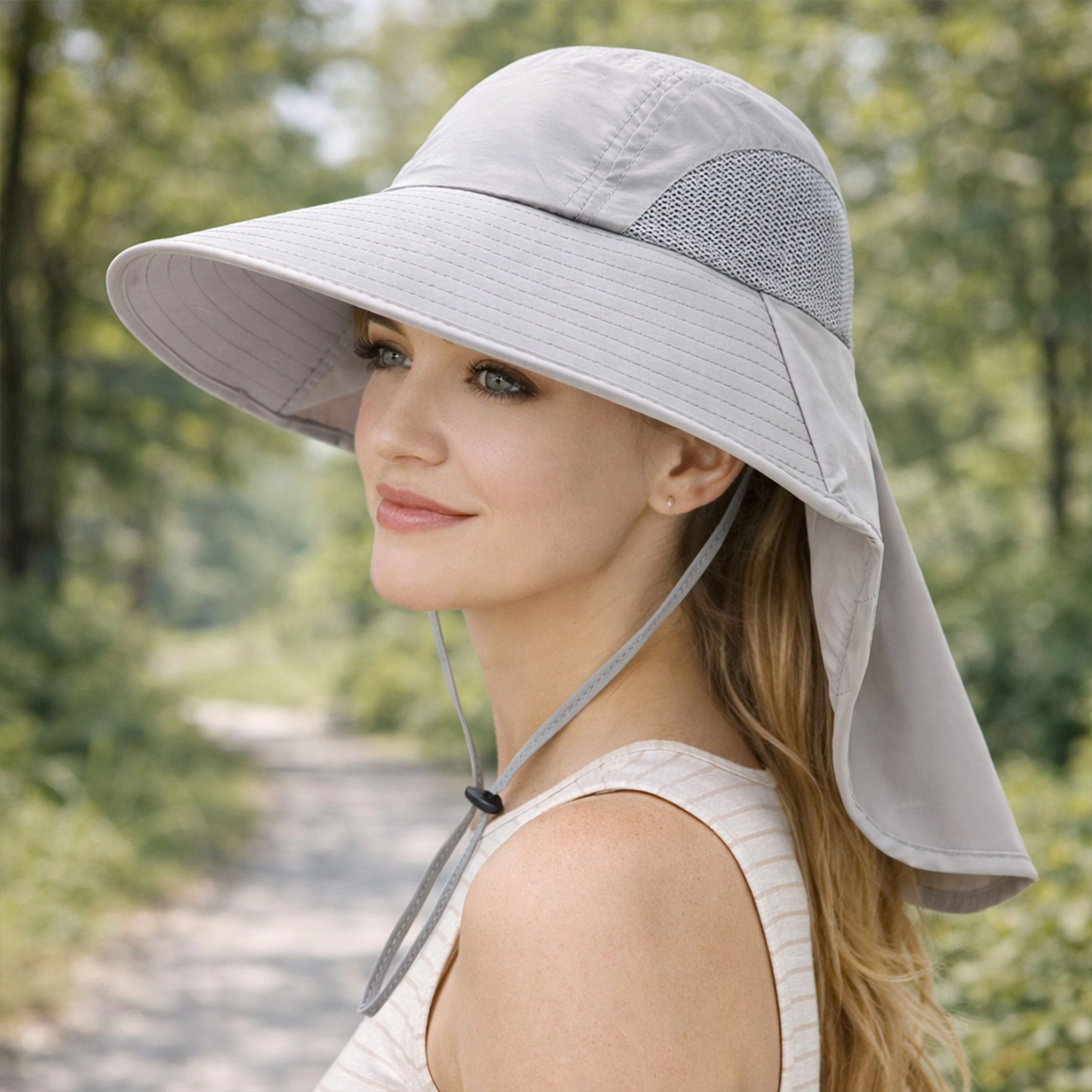 Anna-Kaci Women's Wide Brim Sun Hat with Neck Flap UV Protection Lightweight Breathable Outdoor Hat