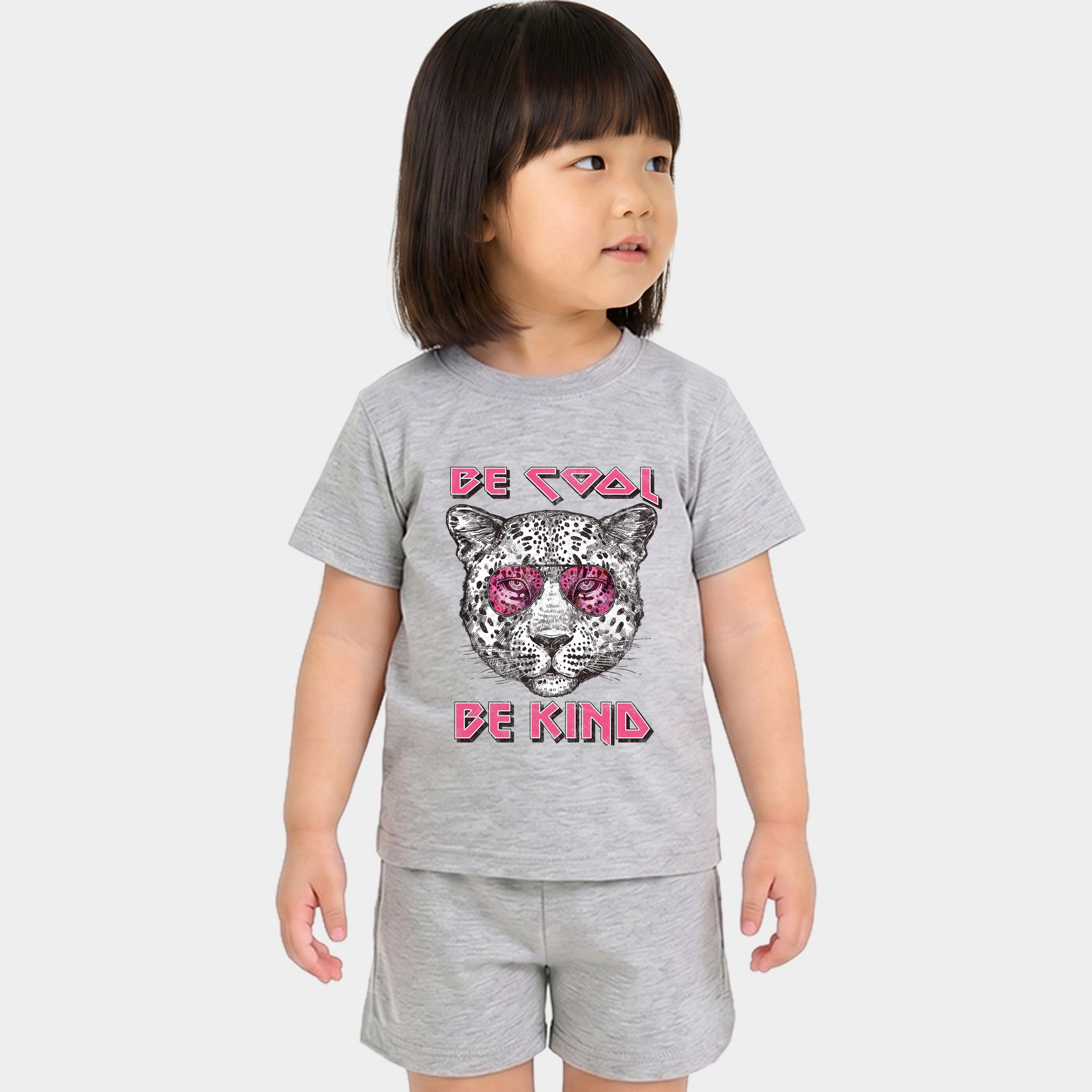 The Juniper Shop - Toddler Crew Shorts Set Be Cool Kind Leopard