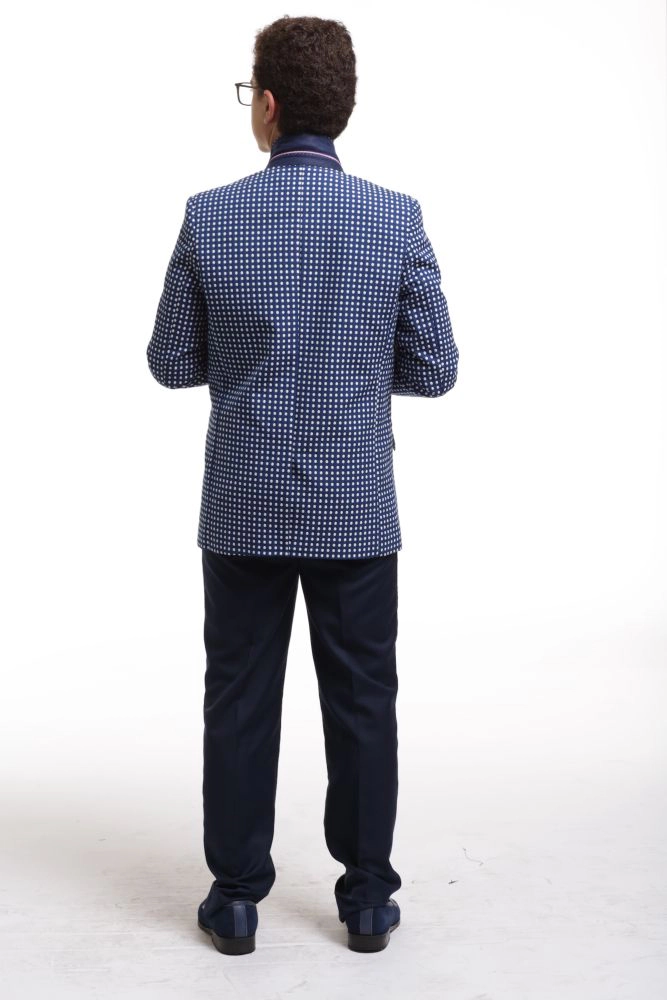 Elie Balleh Boys Slim Fit Checked Blazer
