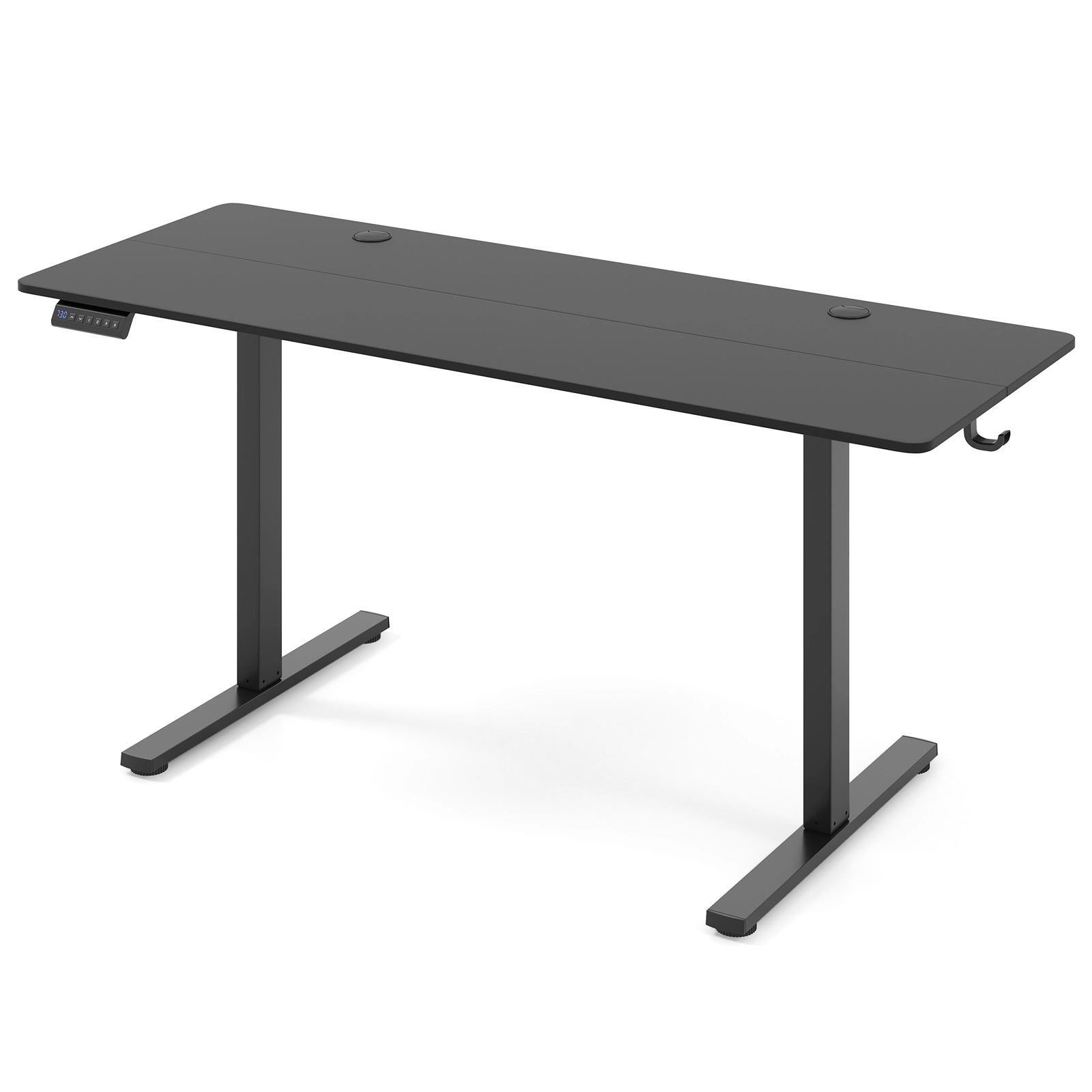 SUGIFT Electric Standing Desk with 3 Memory Heights 200-Lb Capacity with Hooks and Cable Holes Black