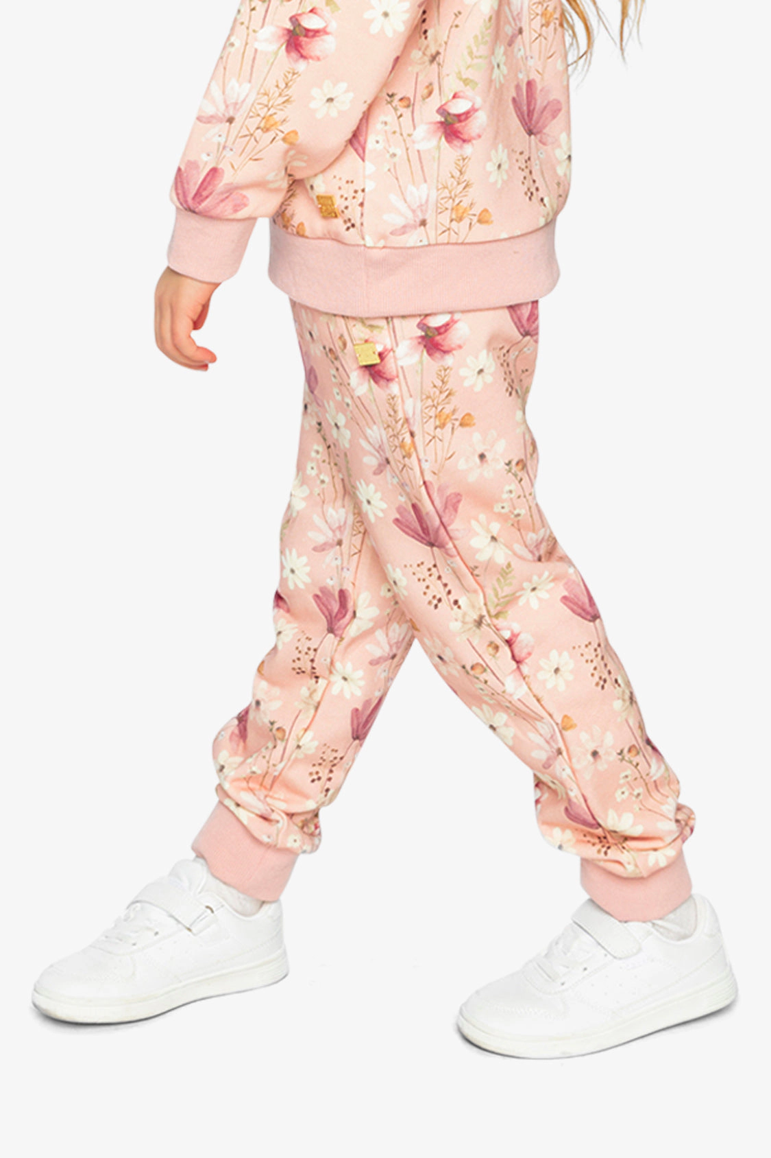 Deux par Deux Girls French Terry Sweatpants with Printed Flowers