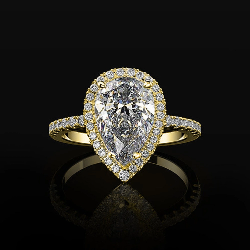 Women Water Drop Surrounding Zircon Rings