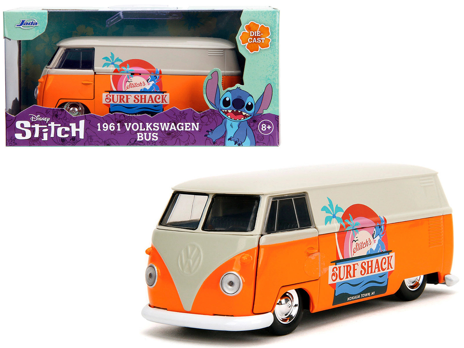 Jada 1961 Volkswagen Bus "Stitch's Surf Shack" Orange and Gray "Disney's Stitch" "Hollywood Rides" Series 1/32